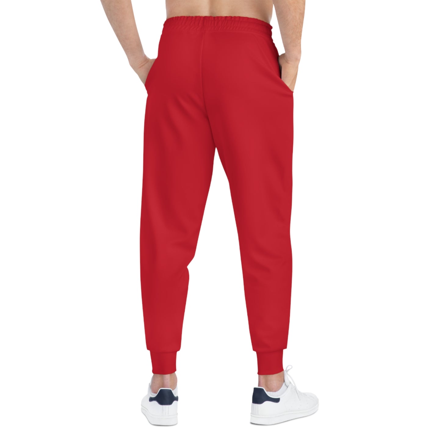 Red Athletic Joggers with Bold Vertical "Ndevu" Graphic — Casual Sport Sweatpants