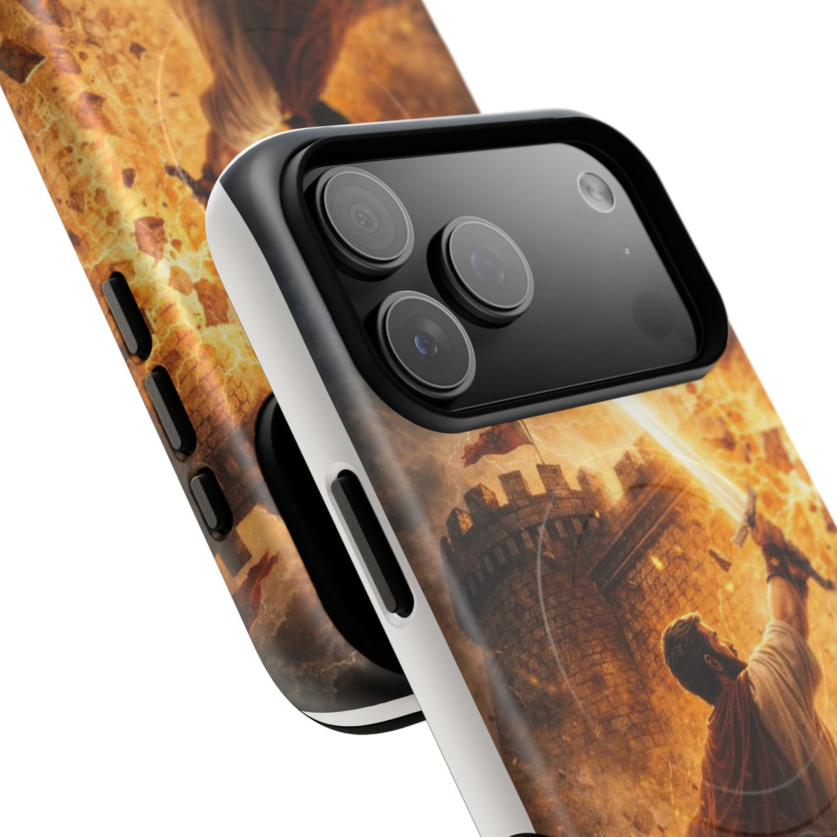 Christian Knight Phone Case — Tough Magnetic iPhone Cover with Prayerful Sword & Cross Design