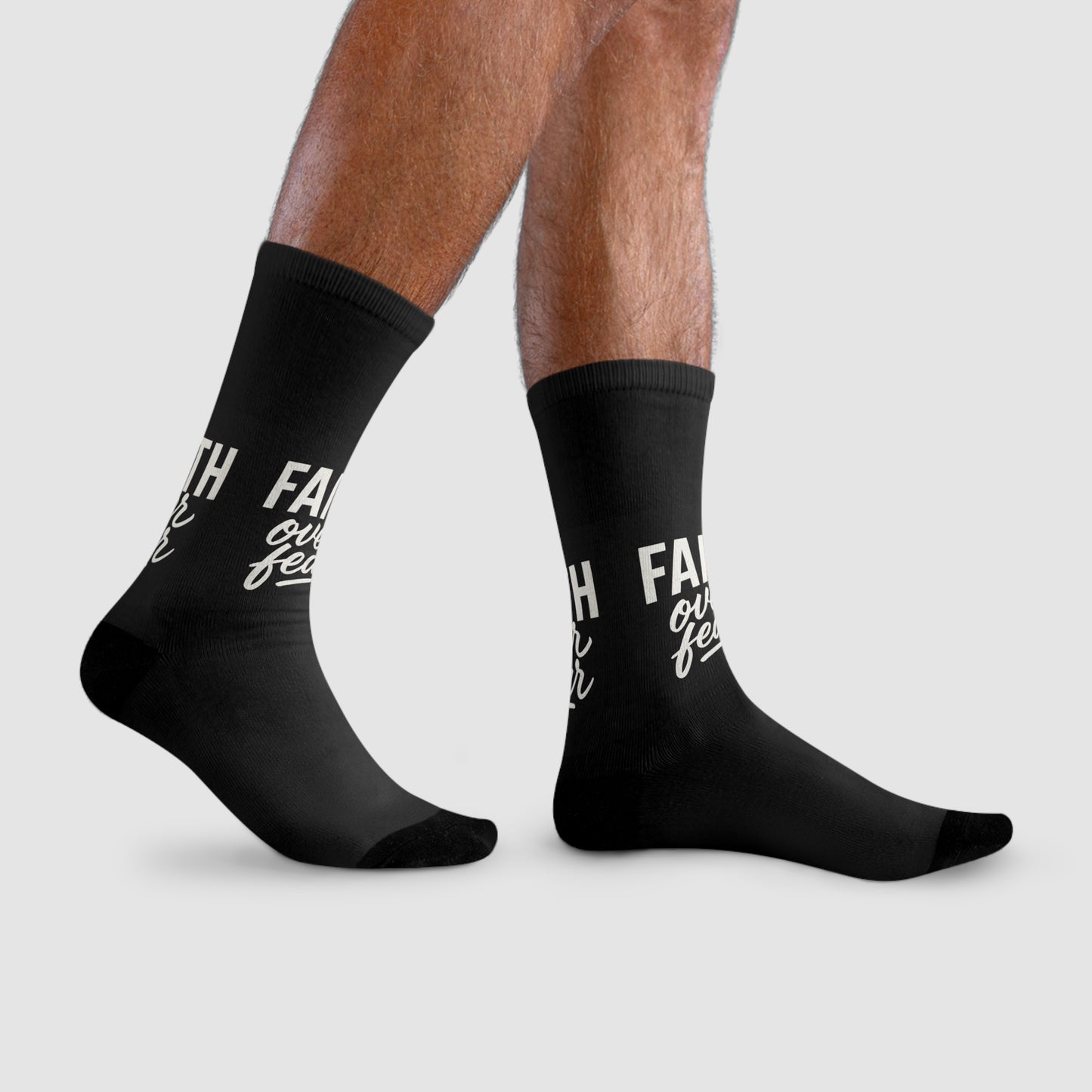 Faith Over Fear Crew Socks - Inspirational Gift, Motivational Apparel, Positive Vibes, Unique Fashion, Everyday Wear