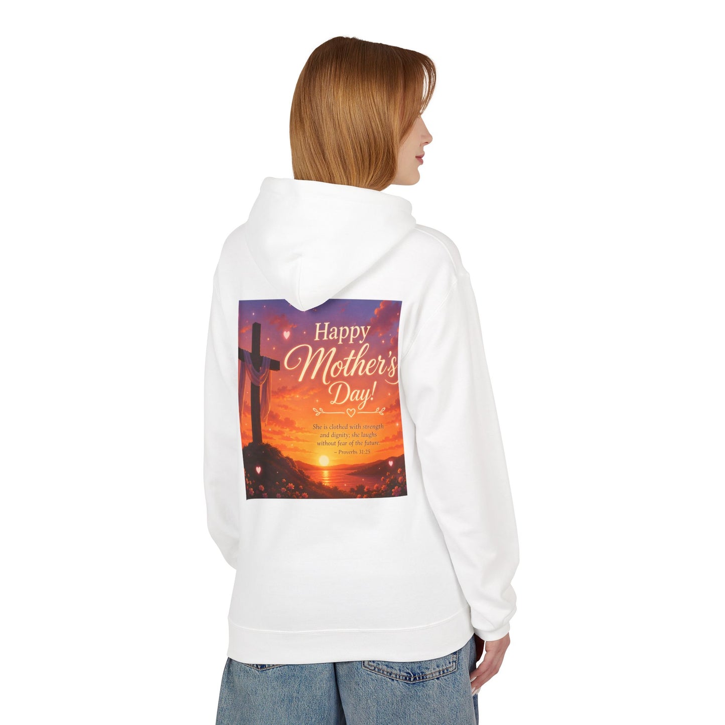 Mother's Day 'Faith Over Fear' Hoodie – Christian Cross Sunset Design