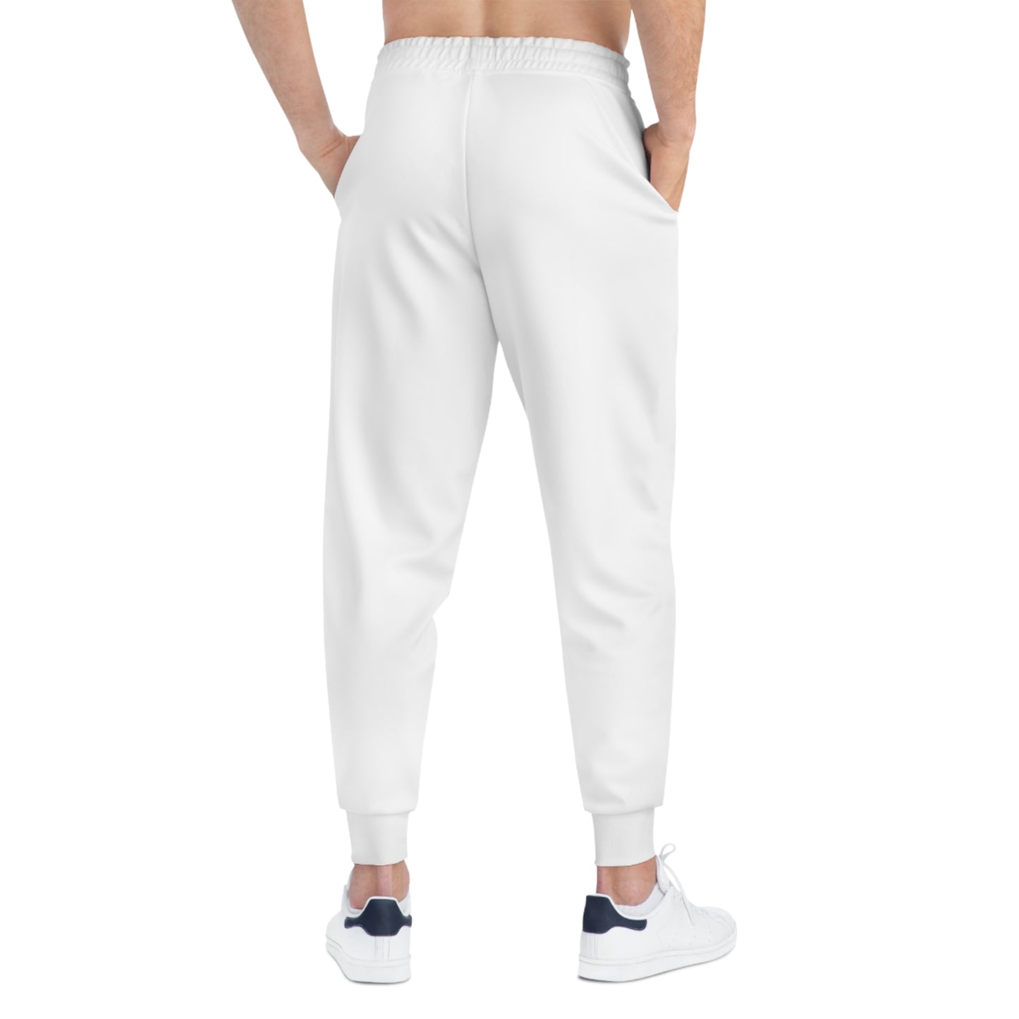 Ndevu Vertical Logo Joggers — White Athletic Streetwear Sweatpants