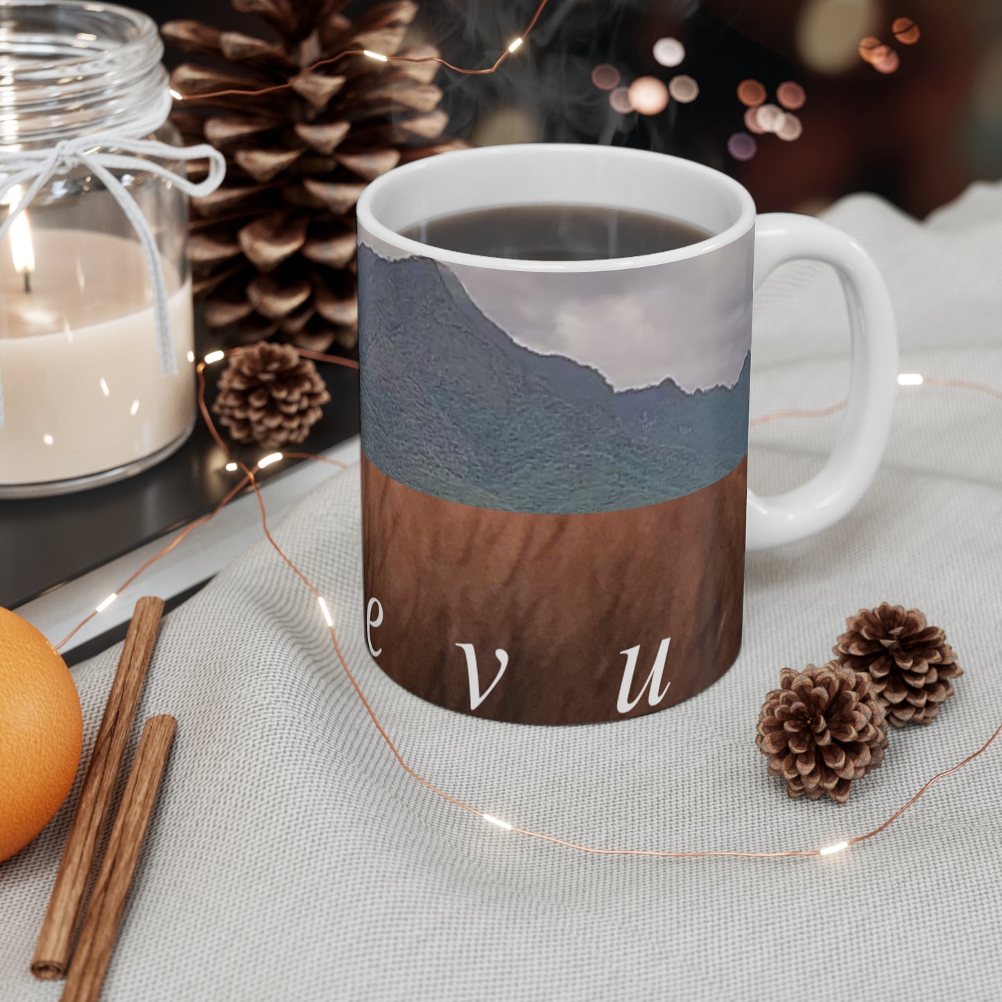 11oz Mountain Landscape Mug — Wander & Find Peace Coffee Cup