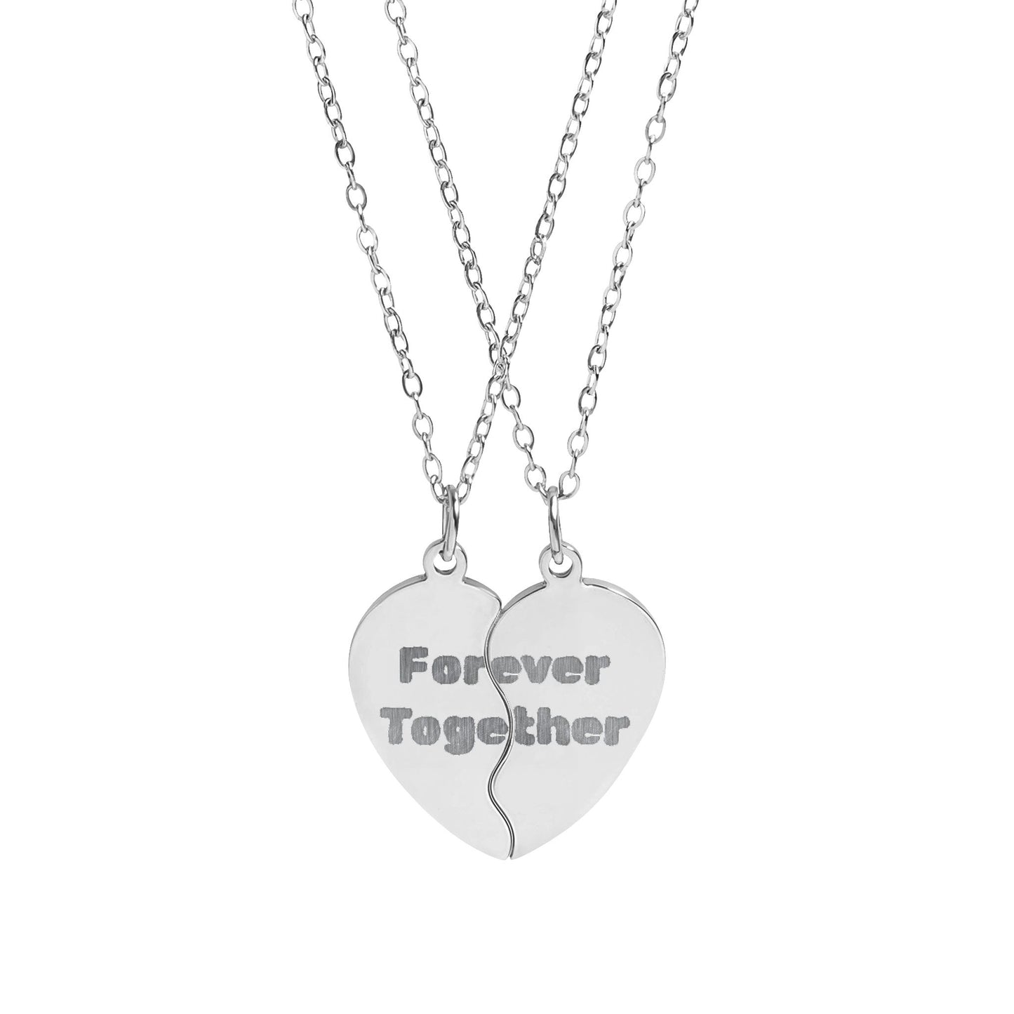 Break Apart Heart Necklace Set — "Forever Together" Engraved Friendship Pendant
