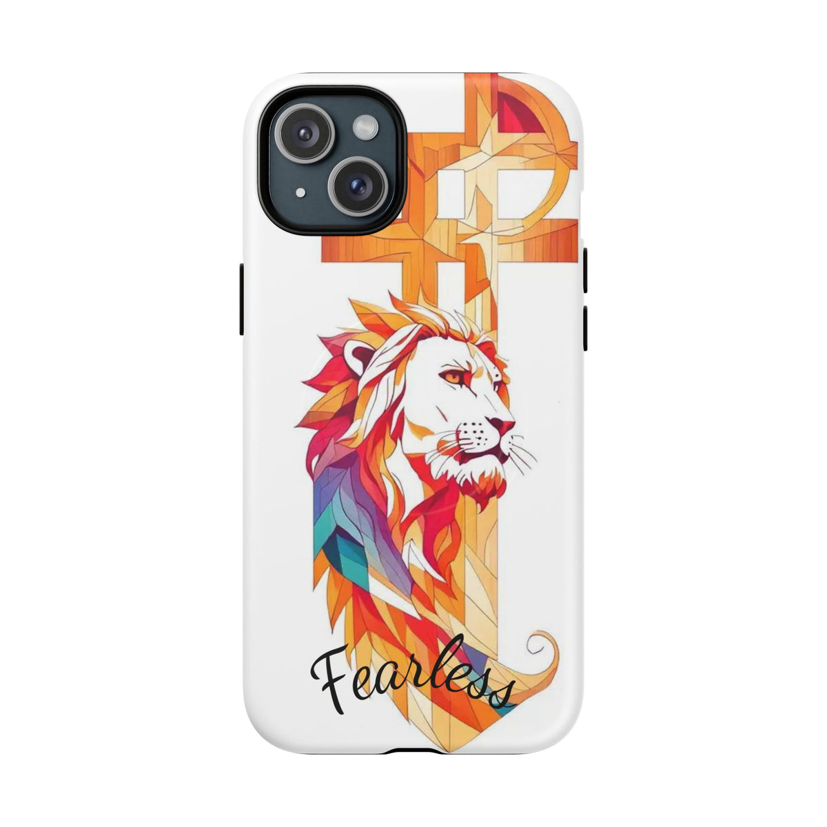 Fearless Lion Tough Magnetic Phone Case — Colorful Geometric Lion Design