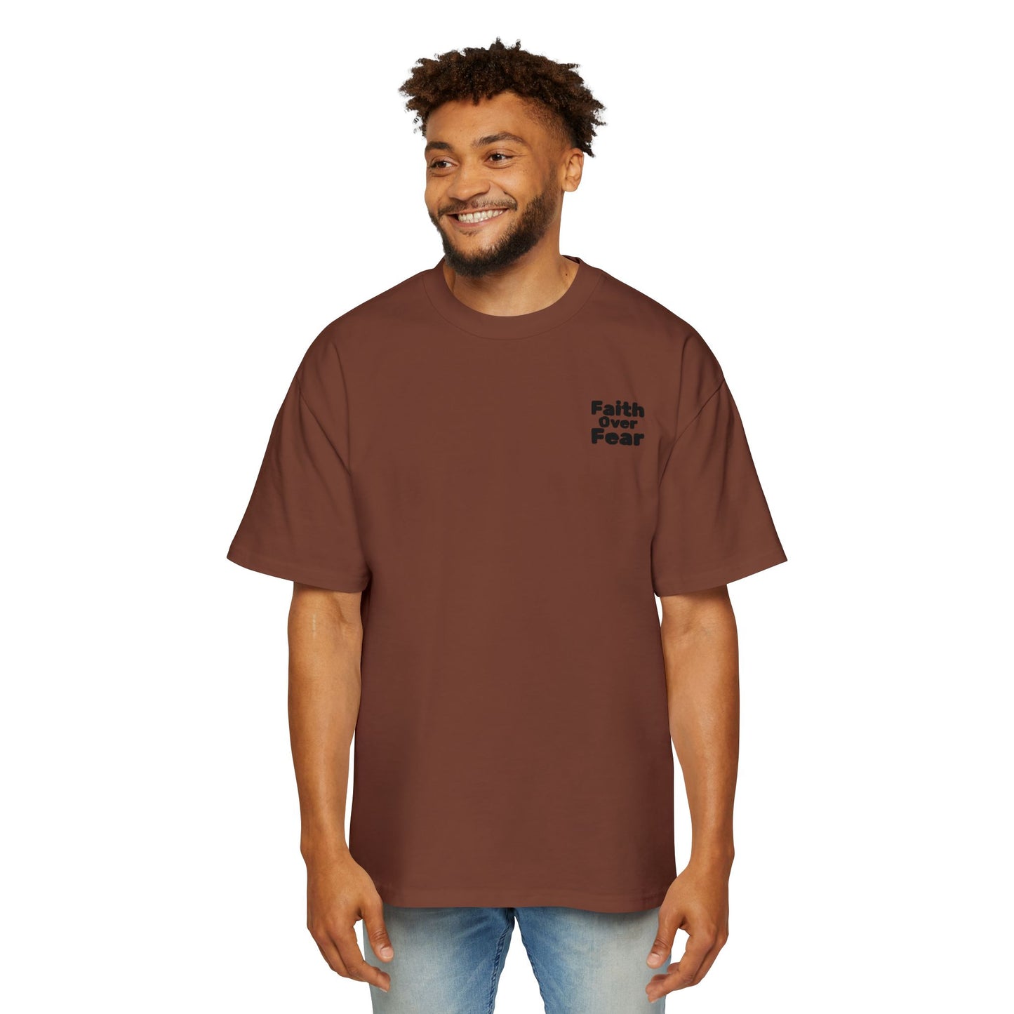 Faith Over Fear Tee — Spiritual Cosmic Backprint Oversized T-Shirt