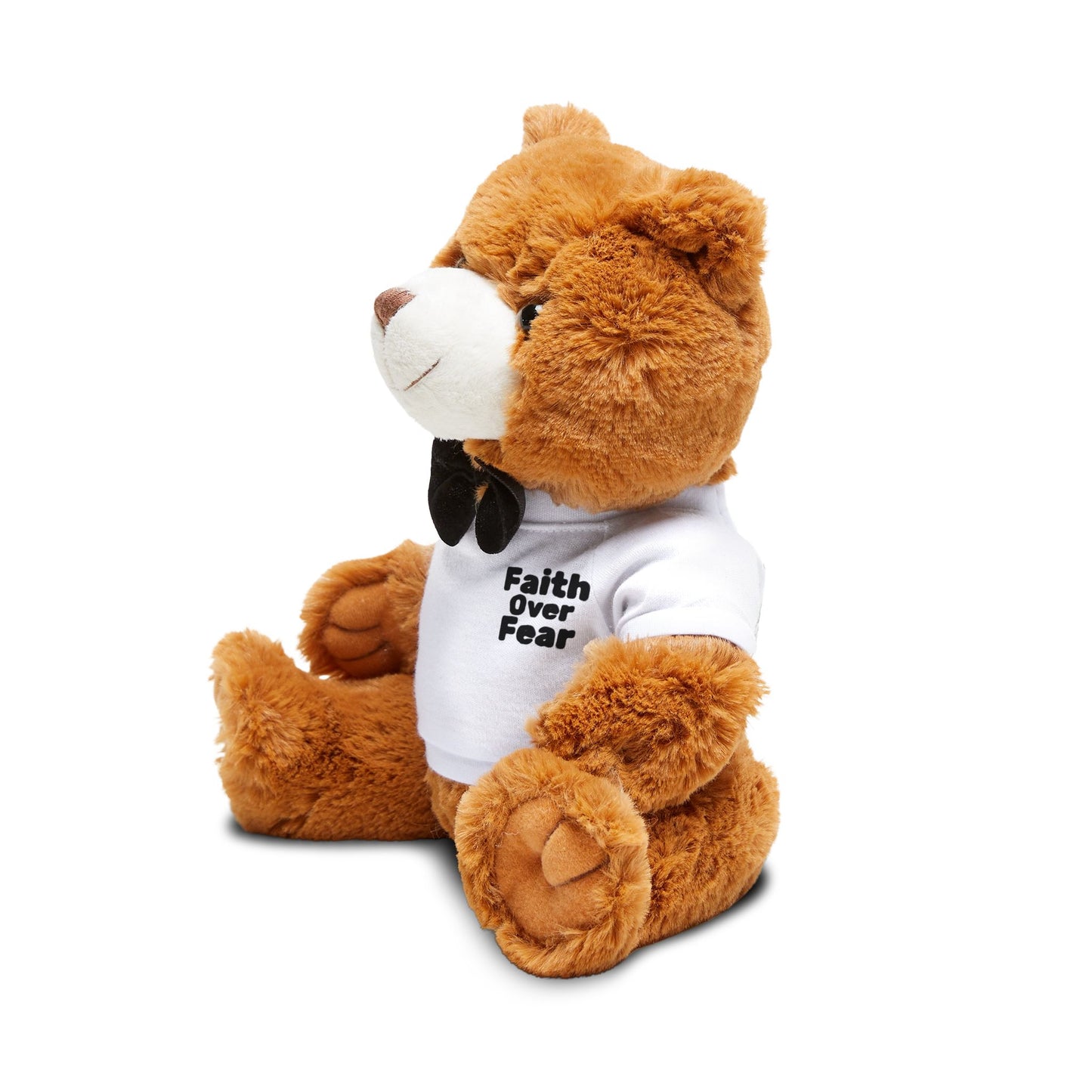 Faith Over Fear Teddy Bear — Plush Bear with Bow Tie & 'Faith Over Fear' T‑Shirt