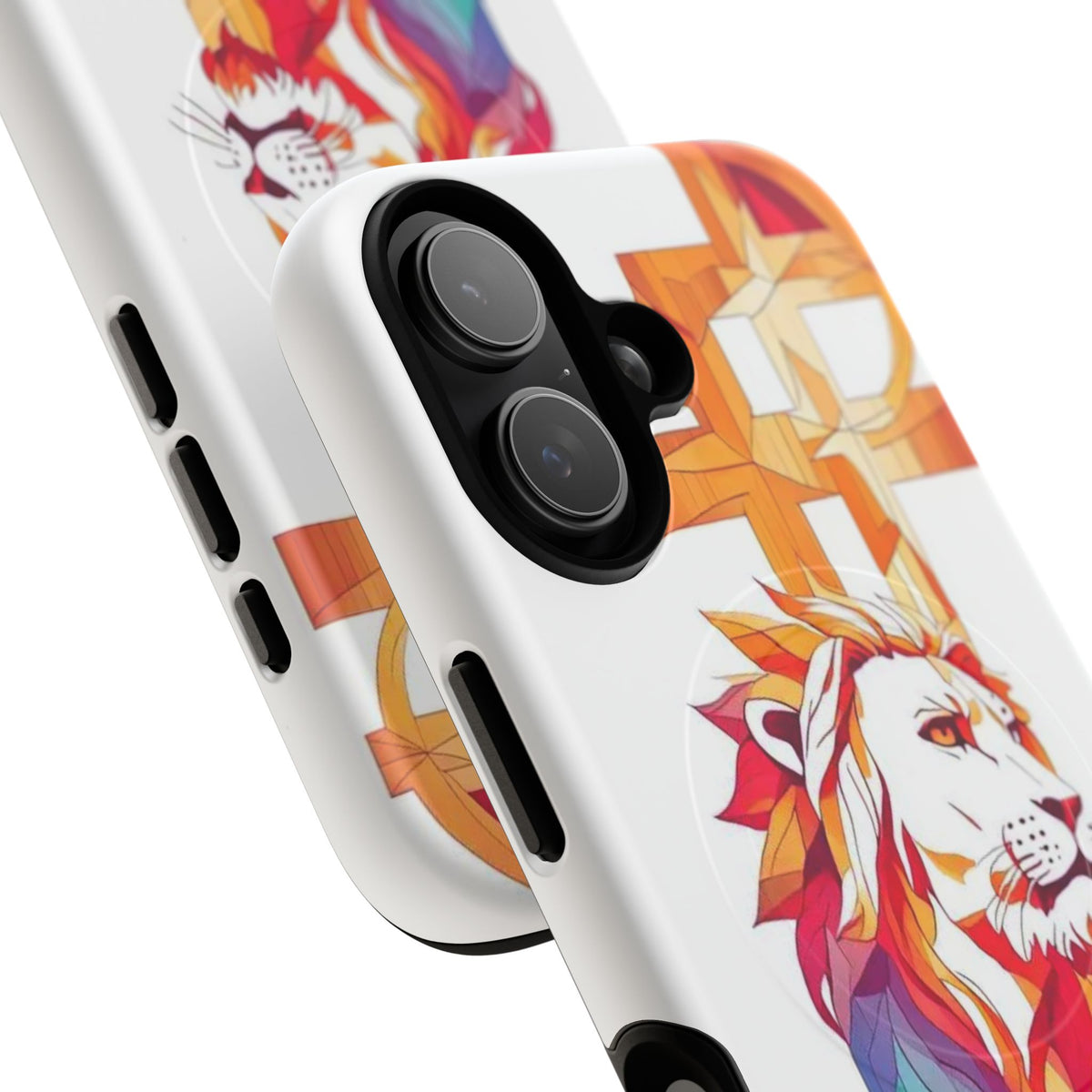 Fearless Lion Tough Magnetic Phone Case — Colorful Geometric Lion Design