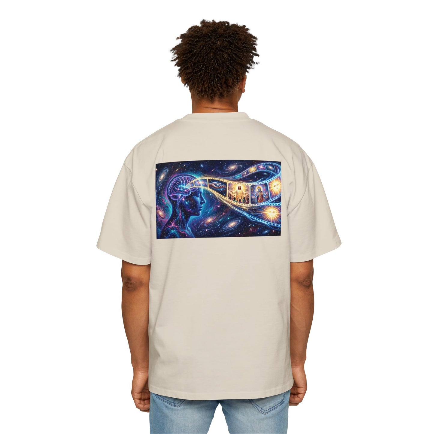 Faith Over Fear Tee — Spiritual Cosmic Backprint Oversized T-Shirt