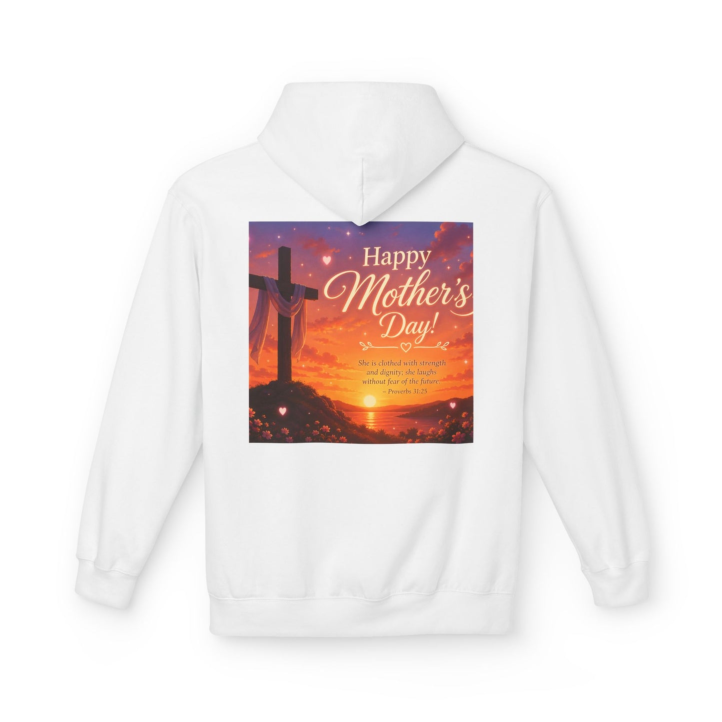 Mother's Day 'Faith Over Fear' Hoodie – Christian Cross Sunset Design