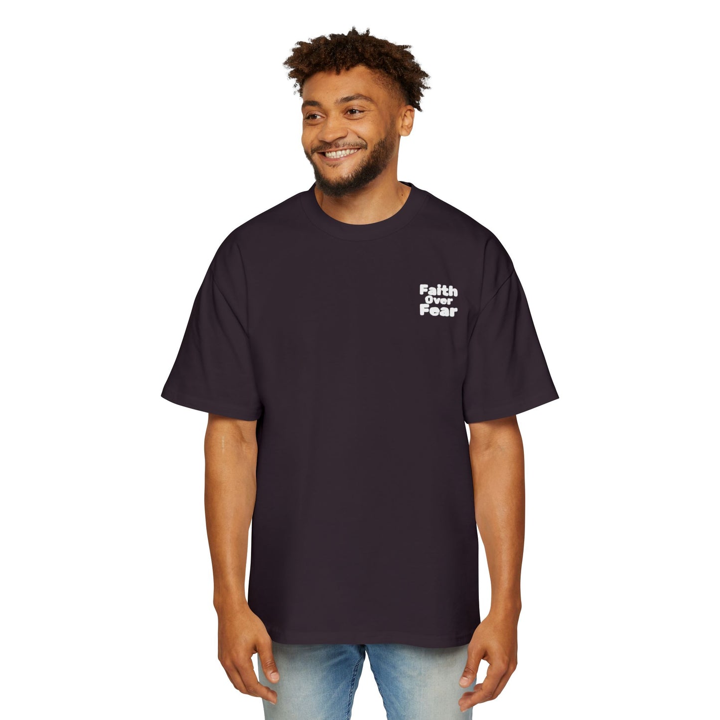 Faith Over Fear Tee — Spiritual Cosmic Backprint Oversized T-Shirt