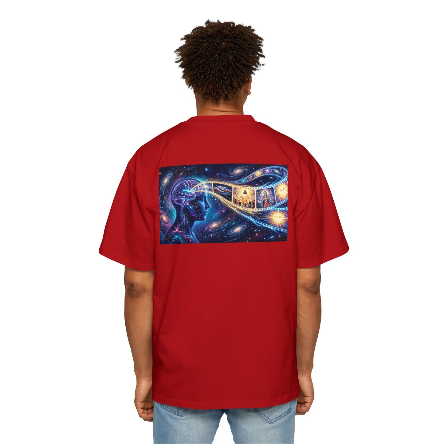 Faith Over Fear Tee — Spiritual Cosmic Backprint Oversized T-Shirt