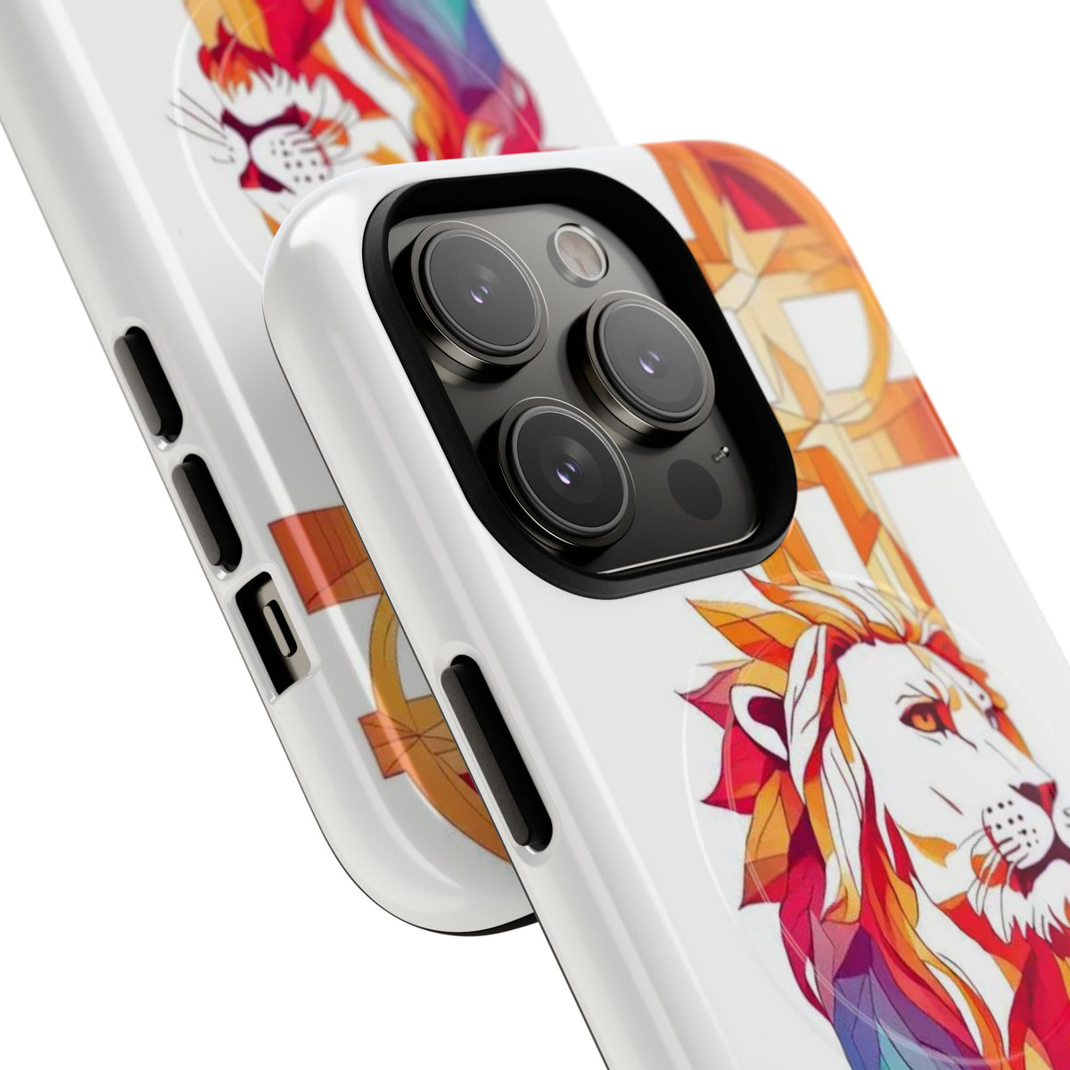 Fearless Lion Tough Magnetic Phone Case — Colorful Geometric Lion Design