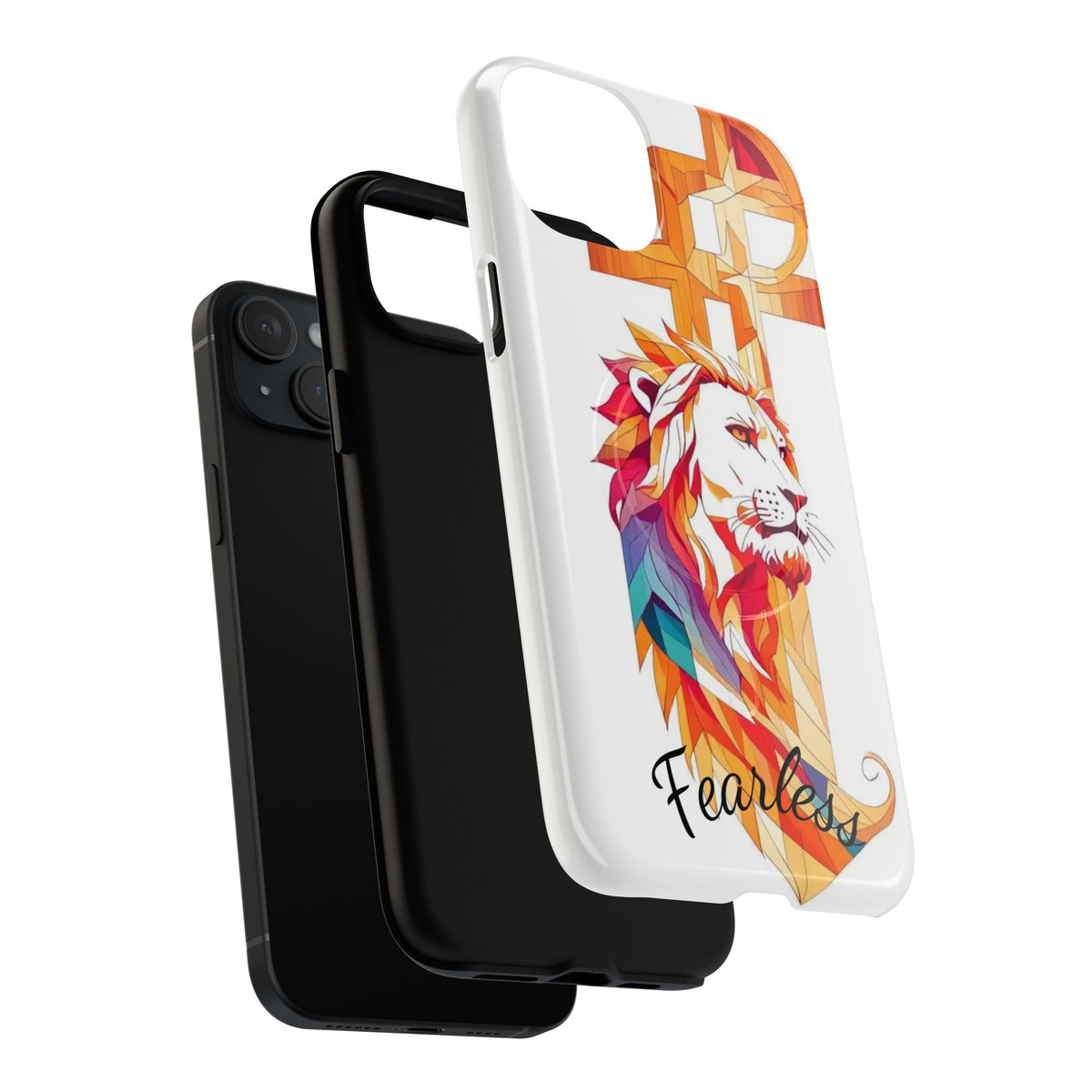 Fearless Lion Tough Magnetic Phone Case — Colorful Geometric Lion Design