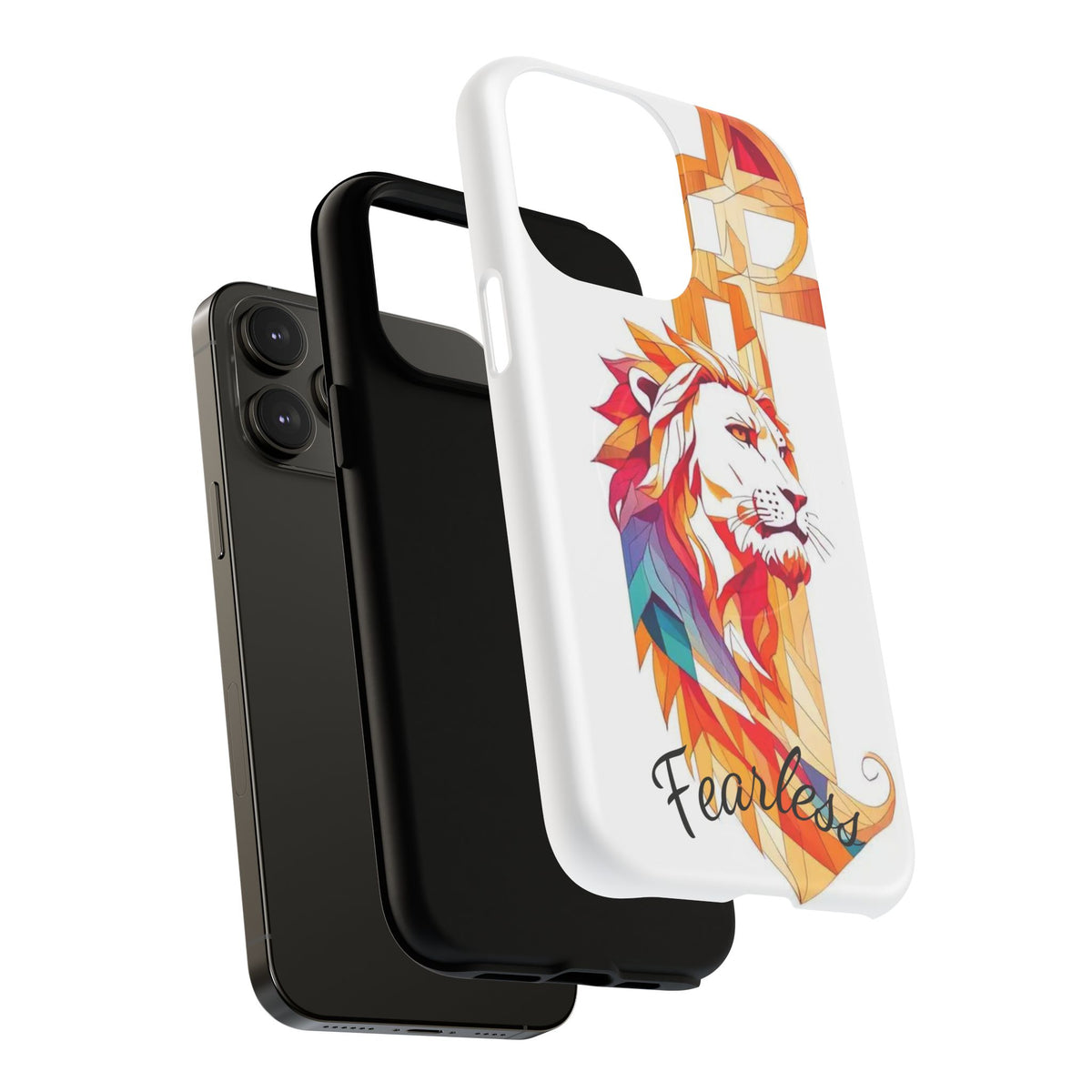Fearless Lion Tough Magnetic Phone Case — Colorful Geometric Lion Design
