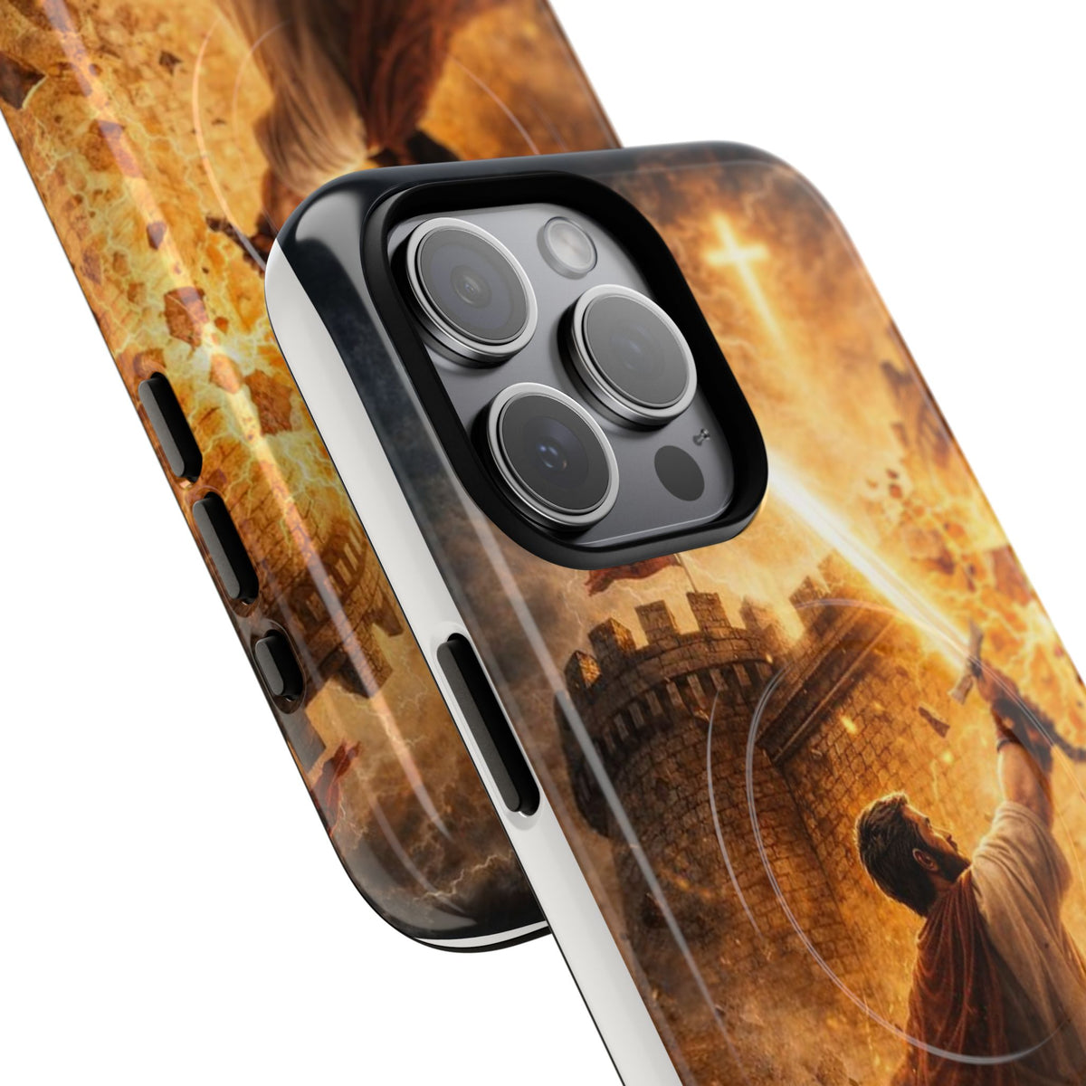 Christian Knight Phone Case — Tough Magnetic iPhone Cover with Prayerful Sword & Cross Design