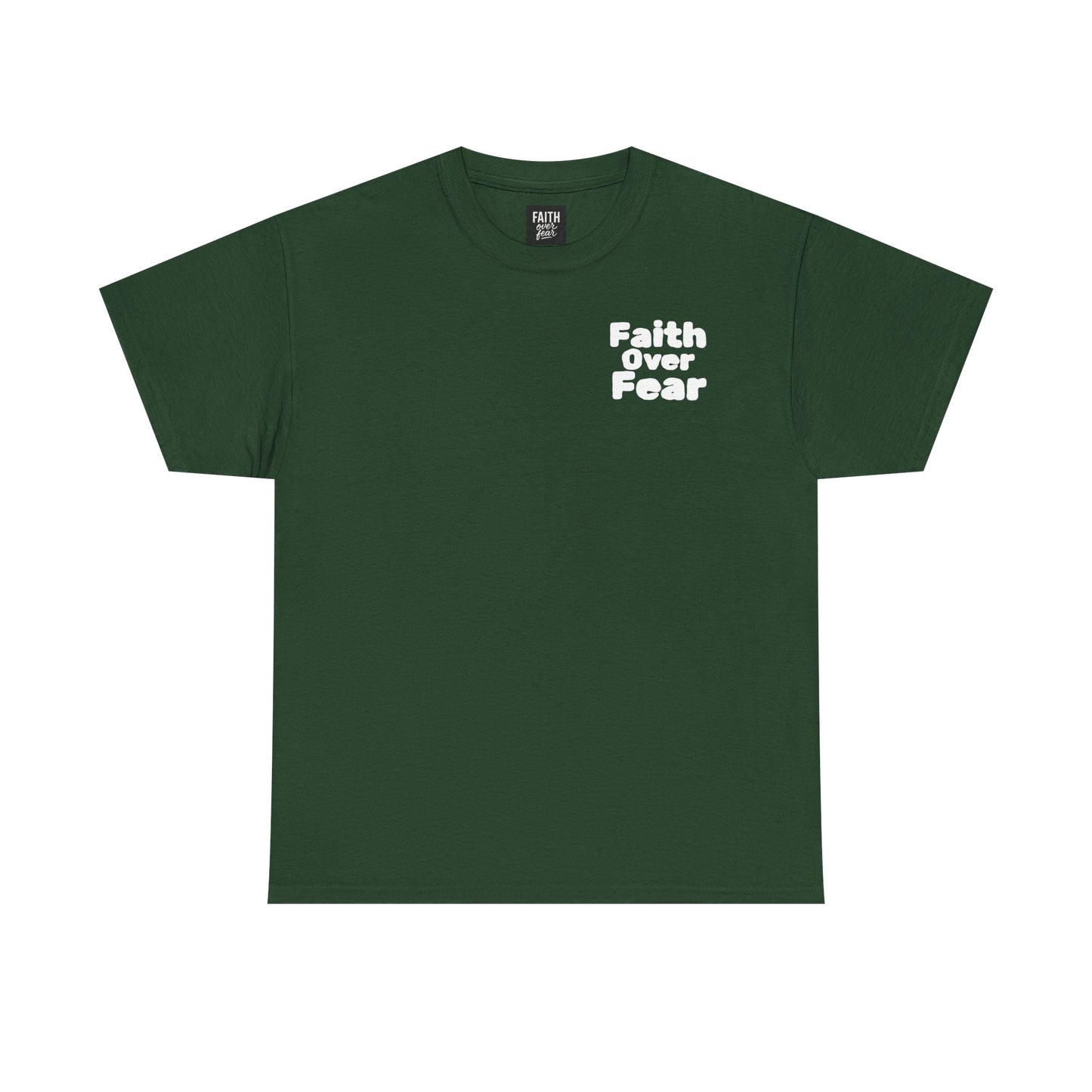 Faith Over Fear Christmas T‑Shirt — Holiday Tree Graphic Tee