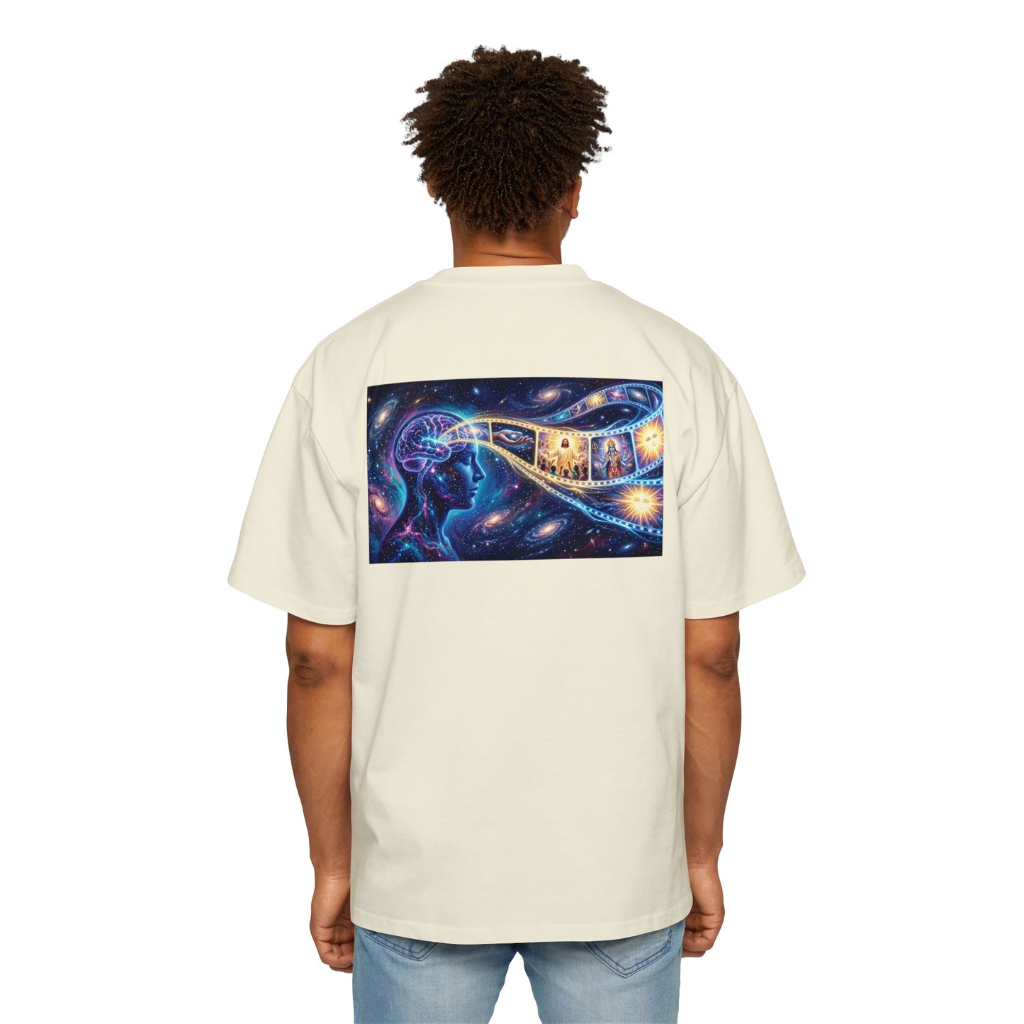 Faith Over Fear Tee — Spiritual Cosmic Backprint Oversized T-Shirt
