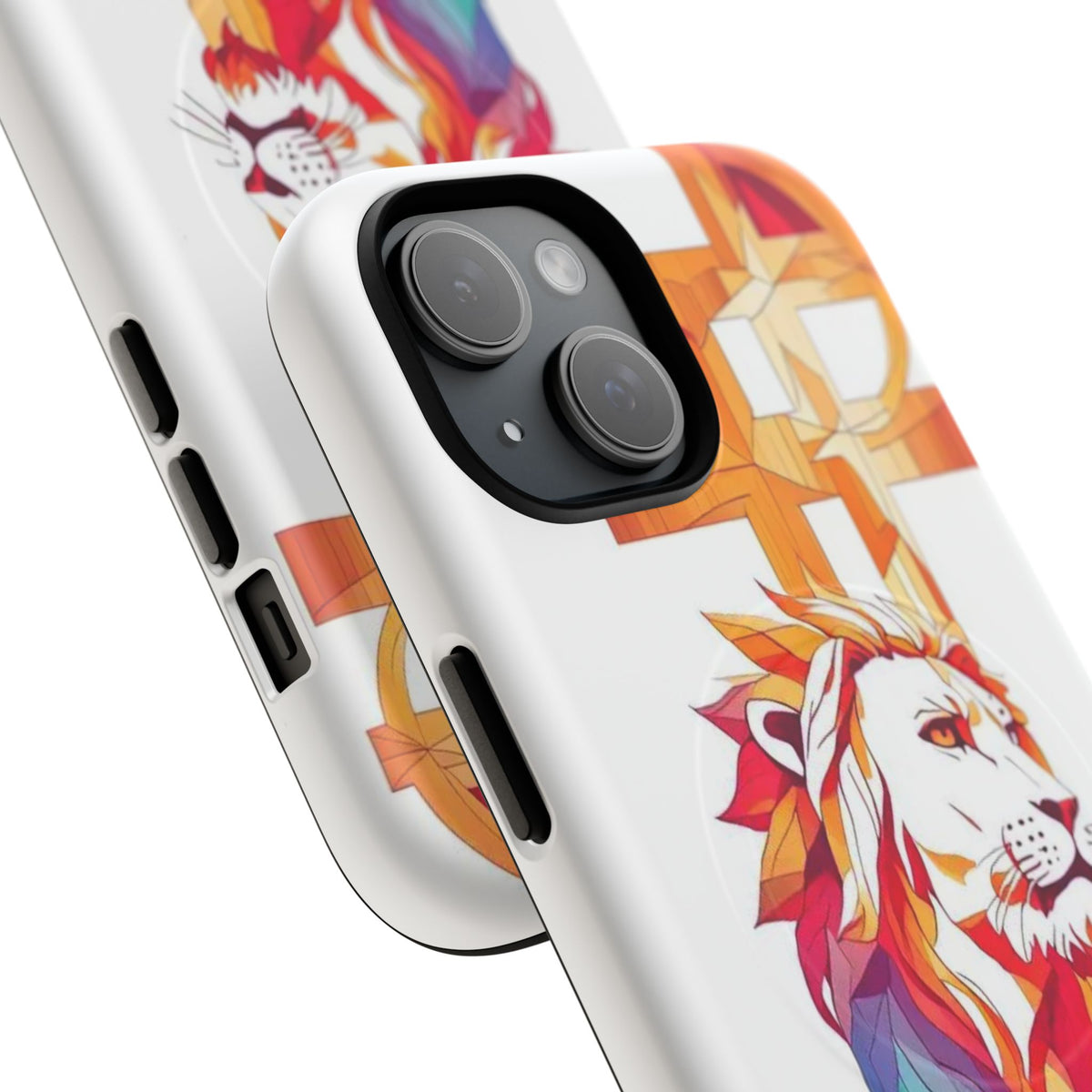 Fearless Lion Tough Magnetic Phone Case — Colorful Geometric Lion Design