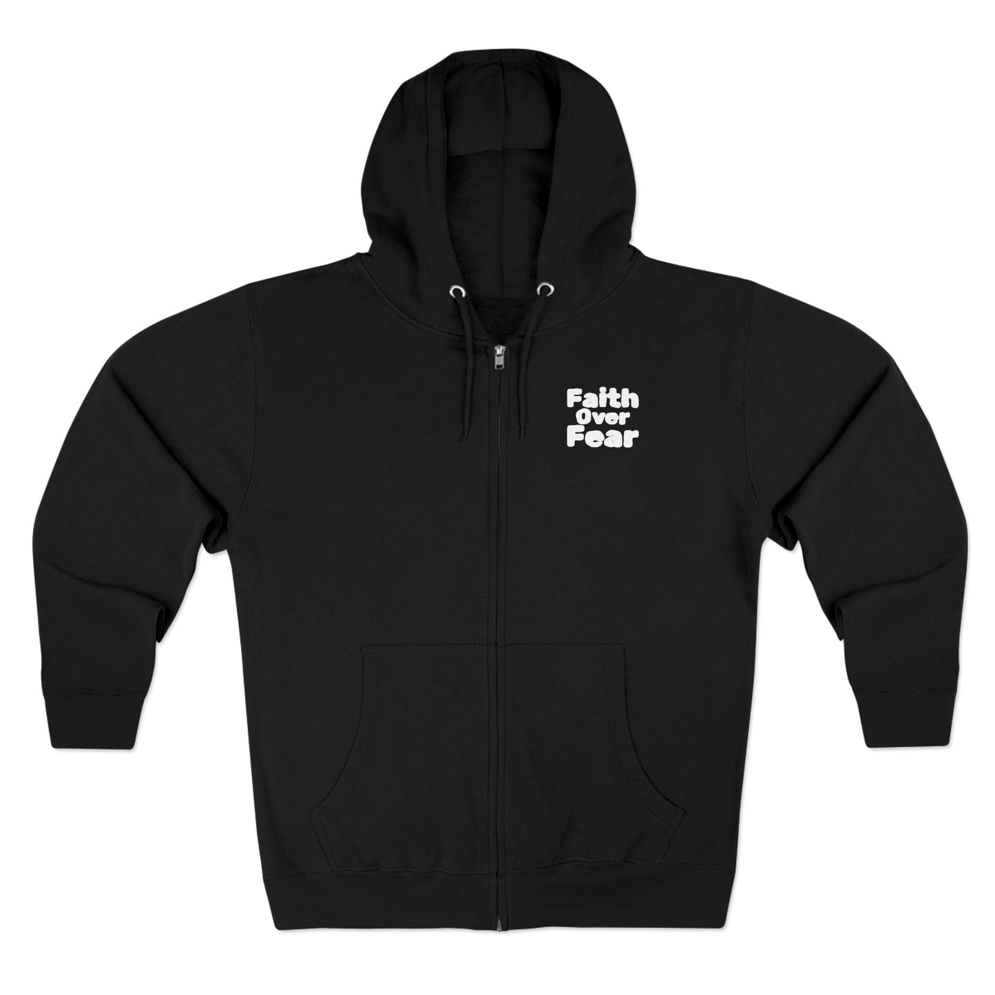 Faith Over Fear Unisex Zip Hoodie, Inspirational Hoodie, Motivational Sweatshirt, Comfortable Jacket, Everyday Wear, Gift for Friends