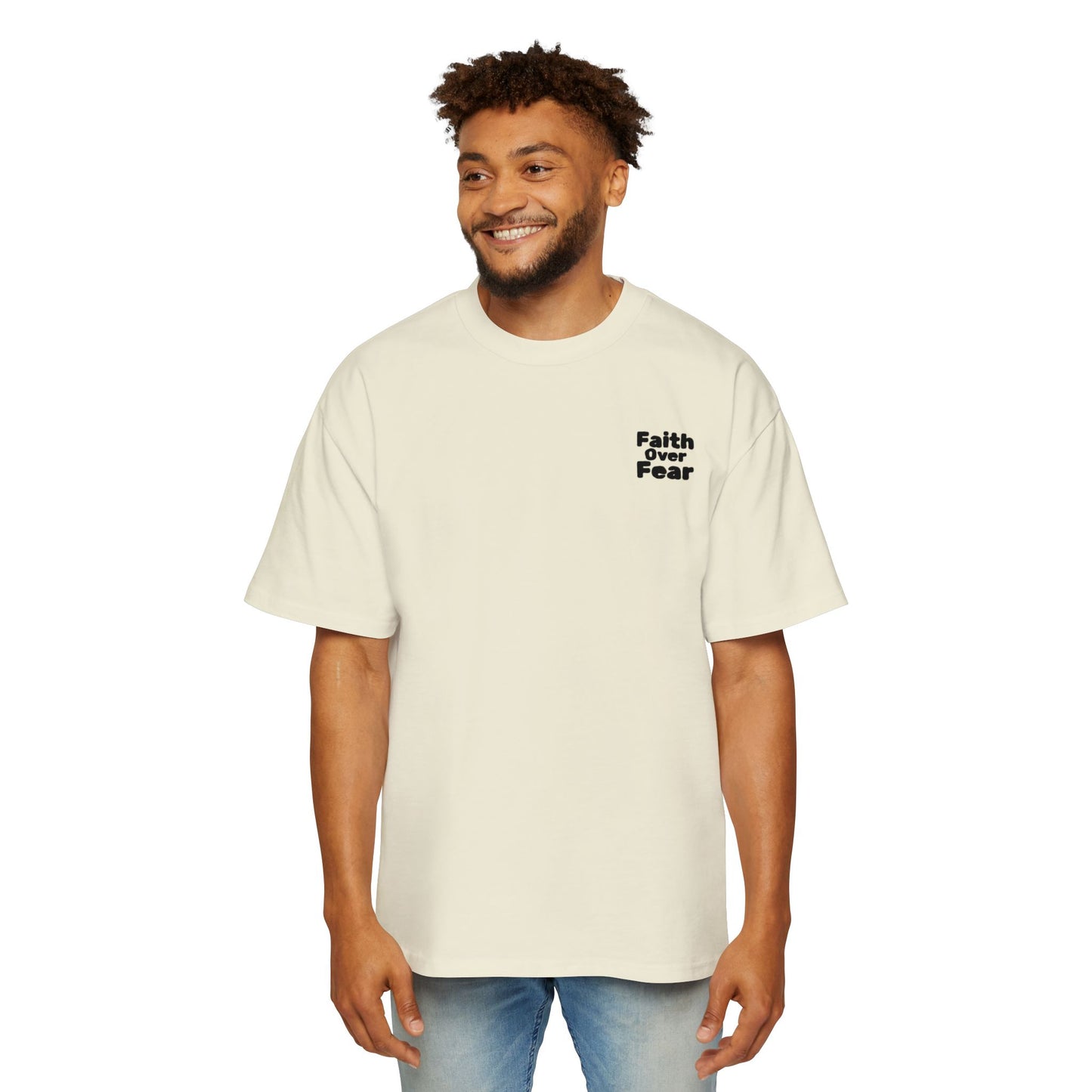 Faith Over Fear Tee — Spiritual Cosmic Backprint Oversized T-Shirt
