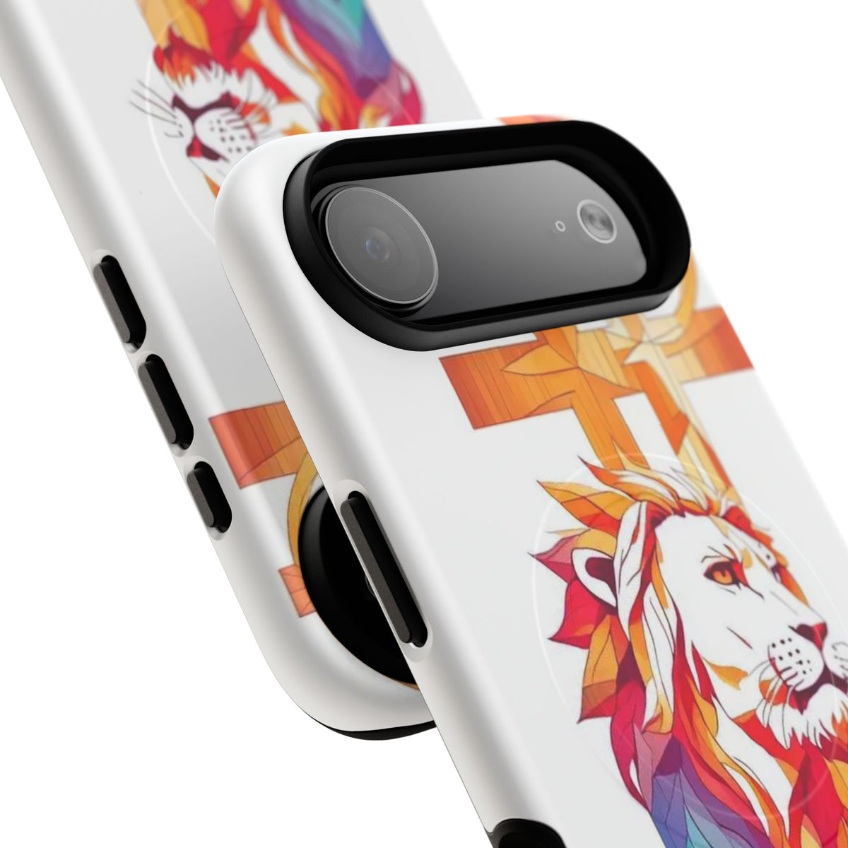 Fearless Lion Tough Magnetic Phone Case — Colorful Geometric Lion Design