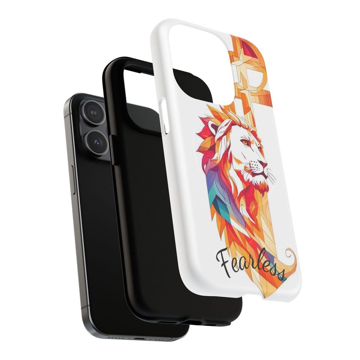 Fearless Lion Tough Magnetic Phone Case — Colorful Geometric Lion Design