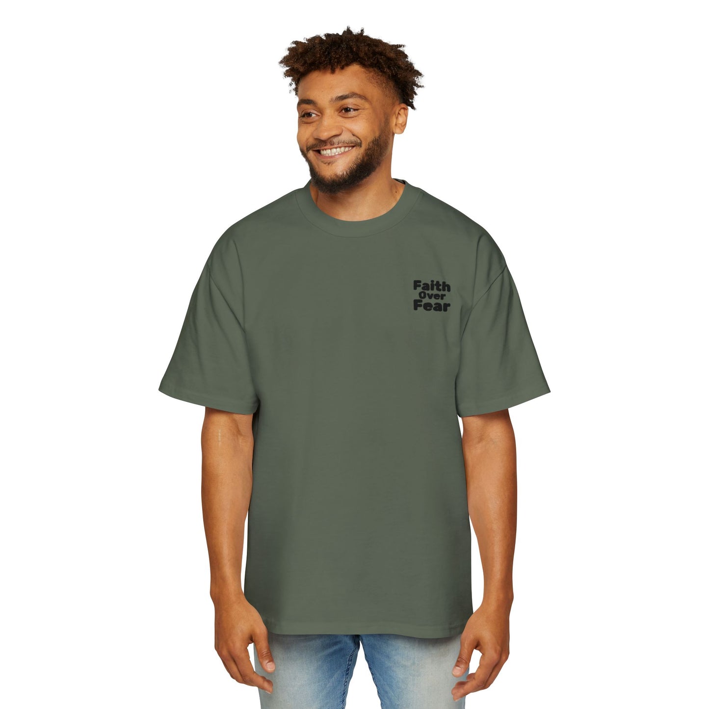 Faith Over Fear Tee — Spiritual Cosmic Backprint Oversized T-Shirt