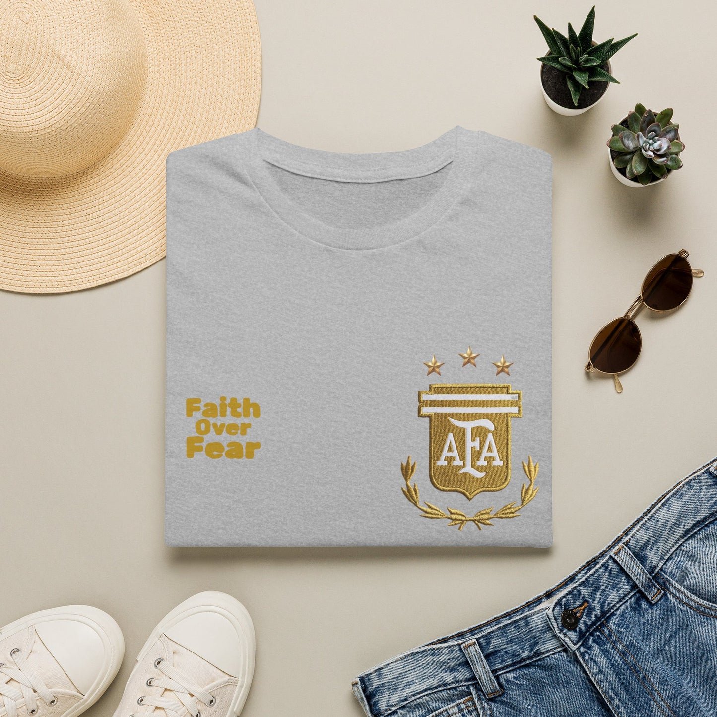 Faith Over Fear T-Shirt — AFA Crest Inspirational Graphic Tee