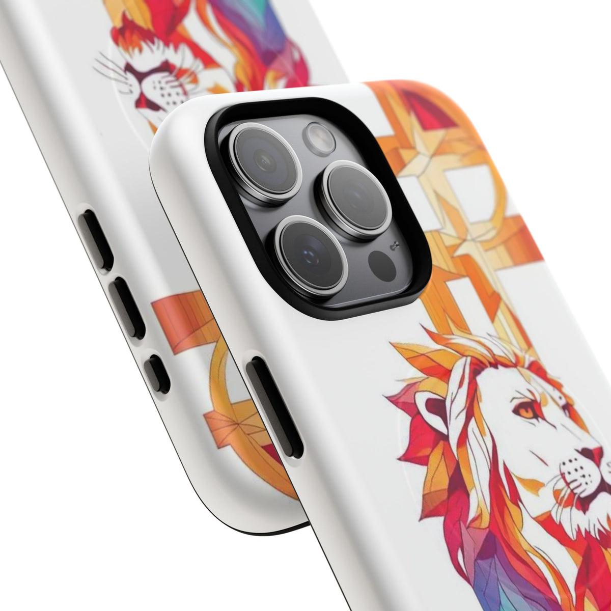 Fearless Lion Tough Magnetic Phone Case — Colorful Geometric Lion Design