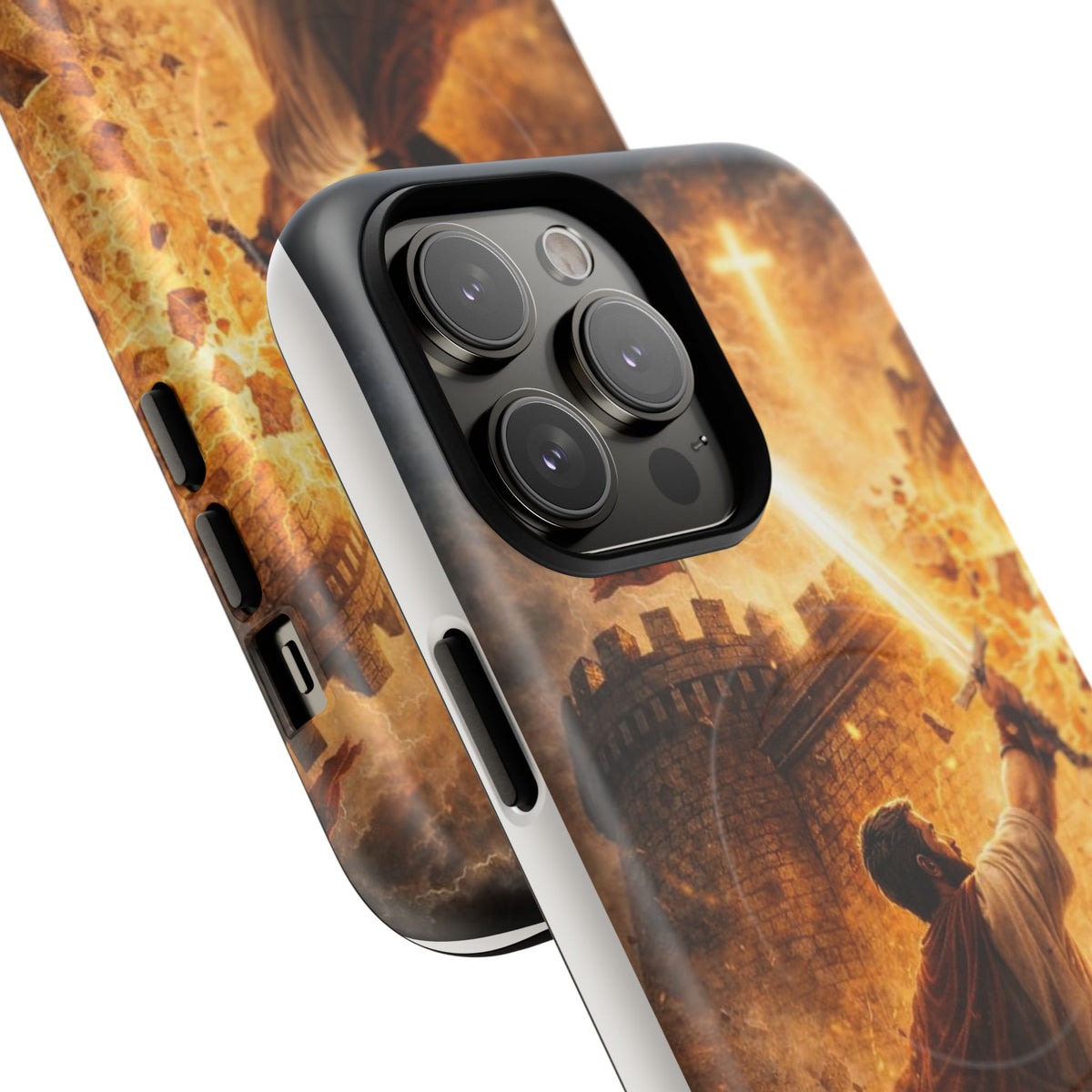 Christian Knight Phone Case — Tough Magnetic iPhone Cover with Prayerful Sword & Cross Design