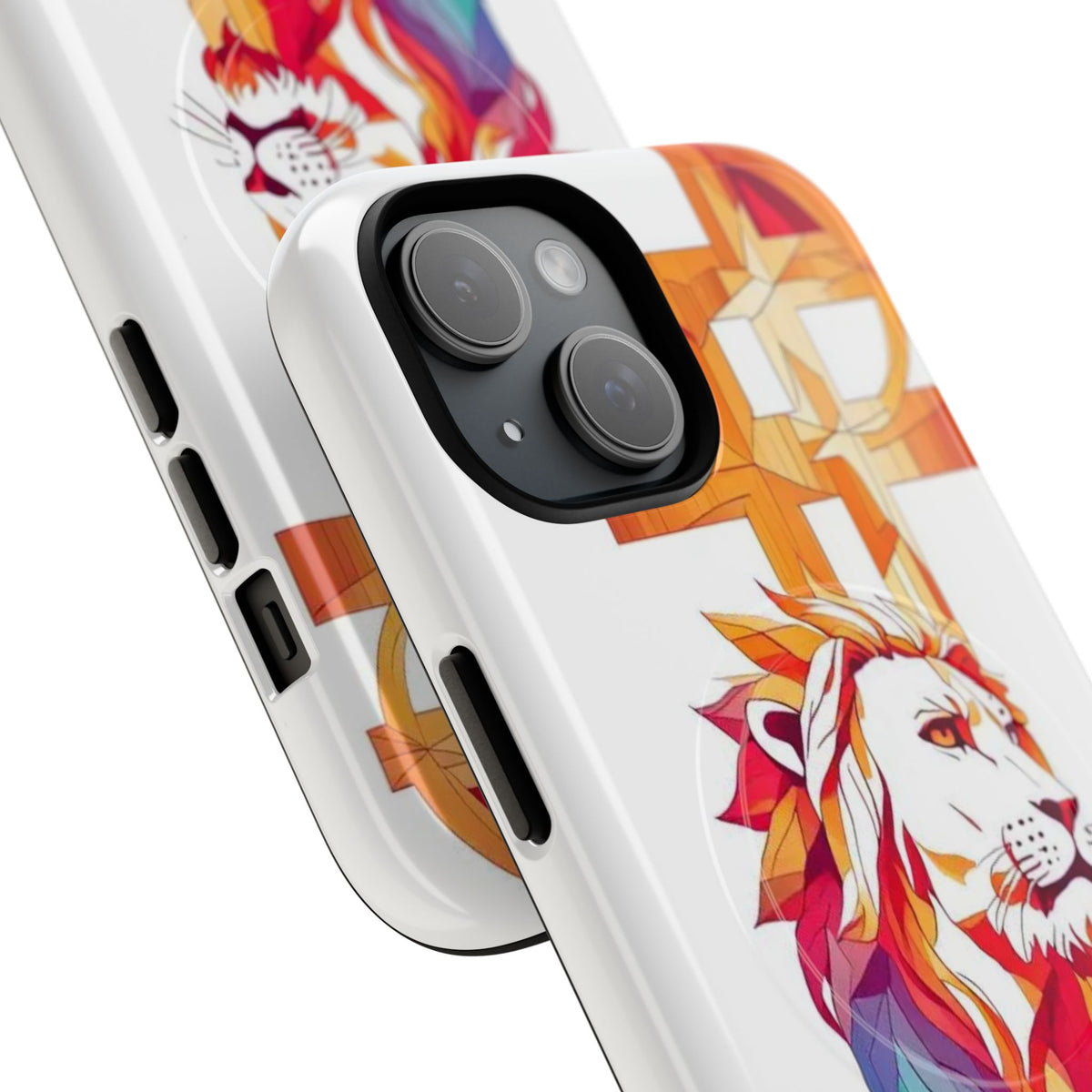 Fearless Lion Tough Magnetic Phone Case — Colorful Geometric Lion Design