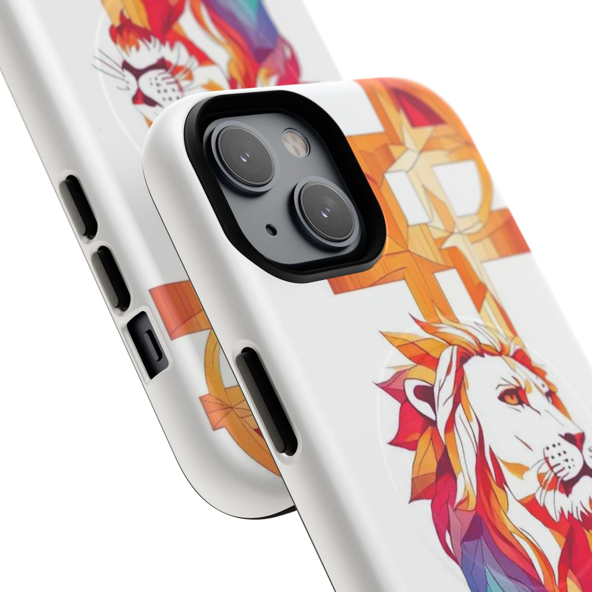 Fearless Lion Tough Magnetic Phone Case — Colorful Geometric Lion Design