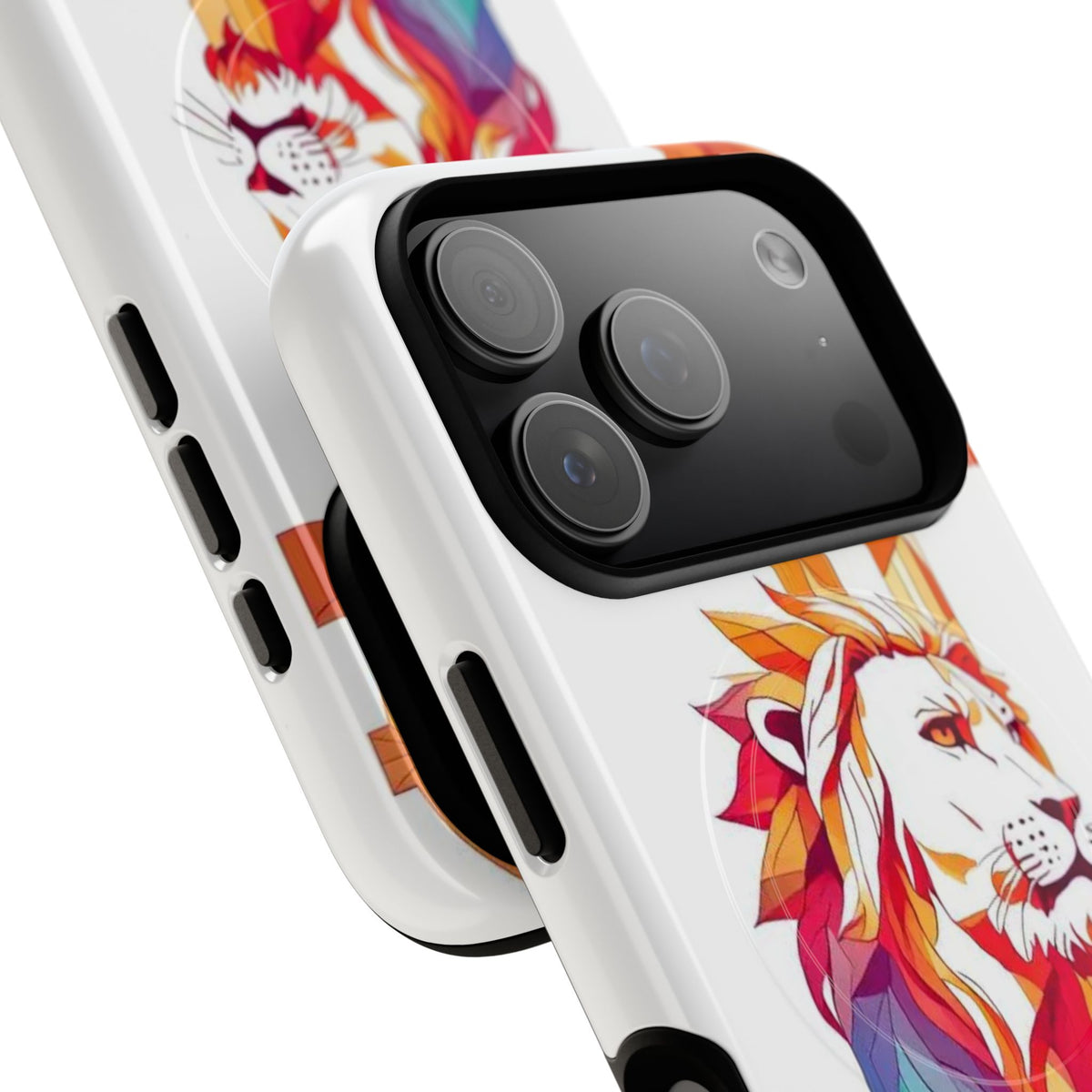 Fearless Lion Tough Magnetic Phone Case — Colorful Geometric Lion Design