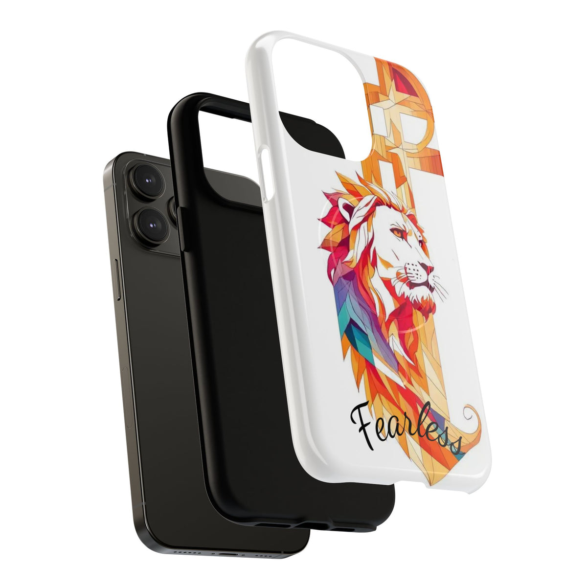 Fearless Lion Tough Magnetic Phone Case — Colorful Geometric Lion Design