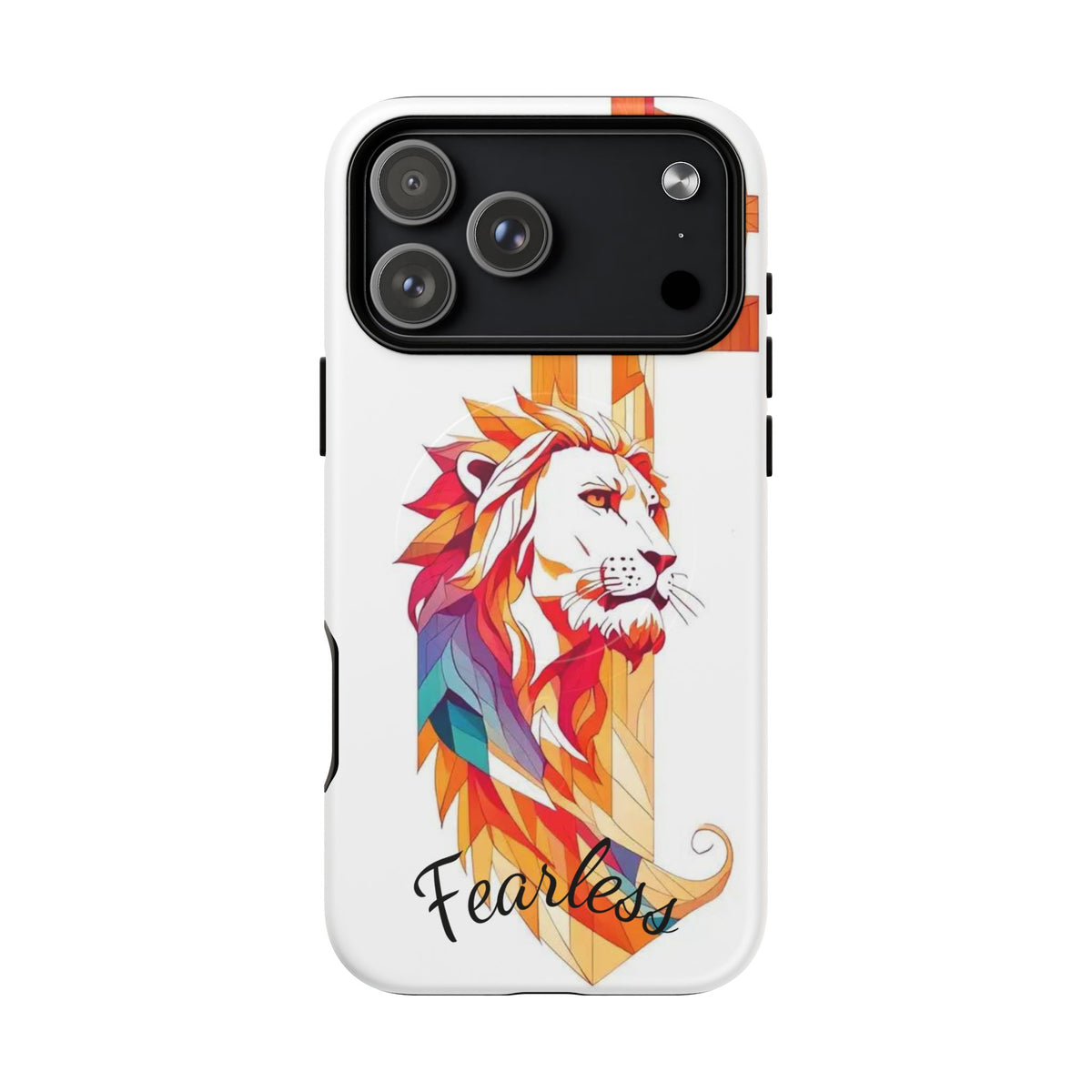 Fearless Lion Tough Magnetic Phone Case — Colorful Geometric Lion Design