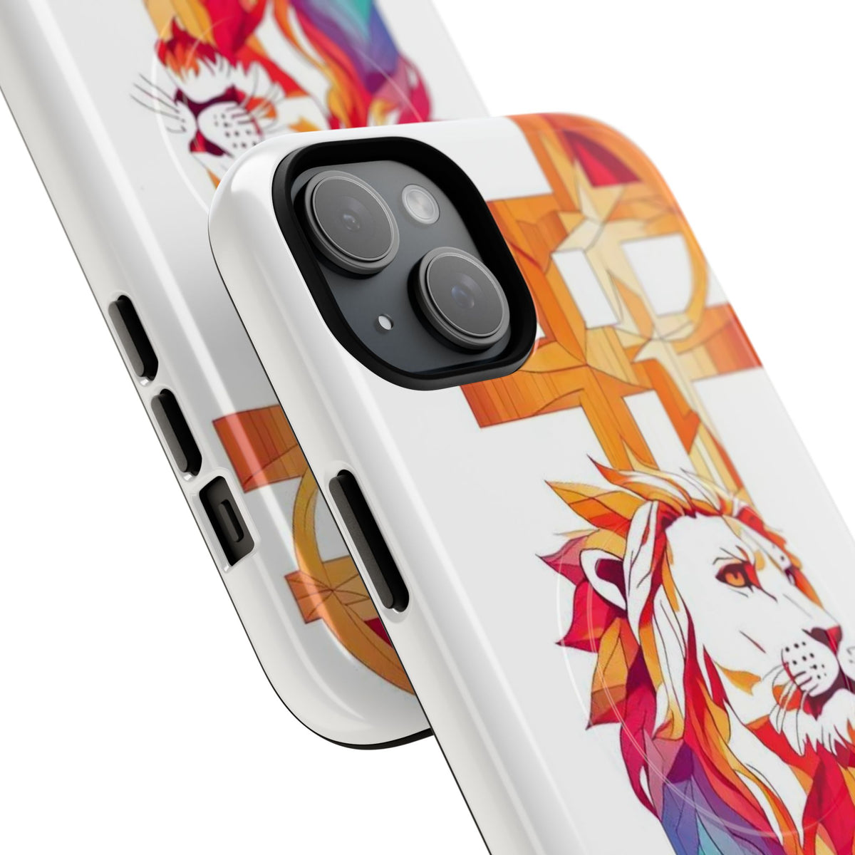 Fearless Lion Tough Magnetic Phone Case — Colorful Geometric Lion Design