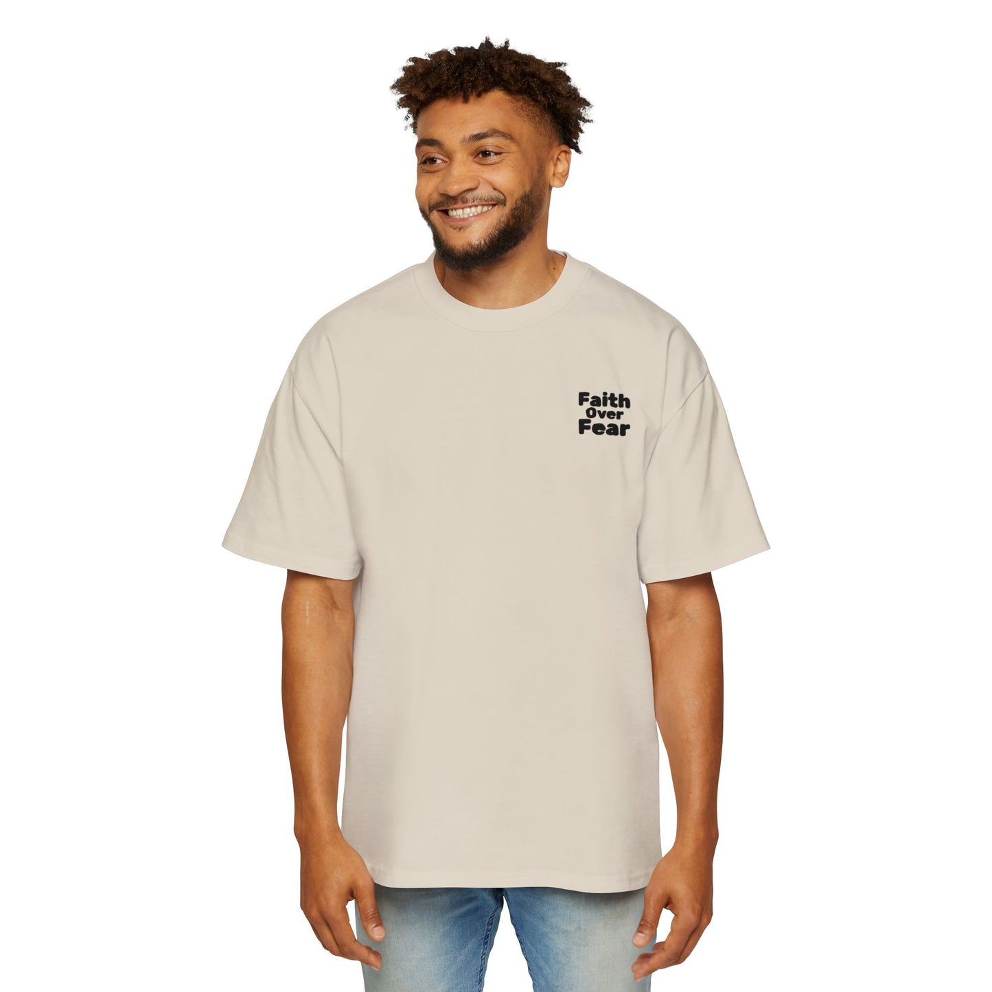 Faith Over Fear Tee — Spiritual Cosmic Backprint Oversized T-Shirt