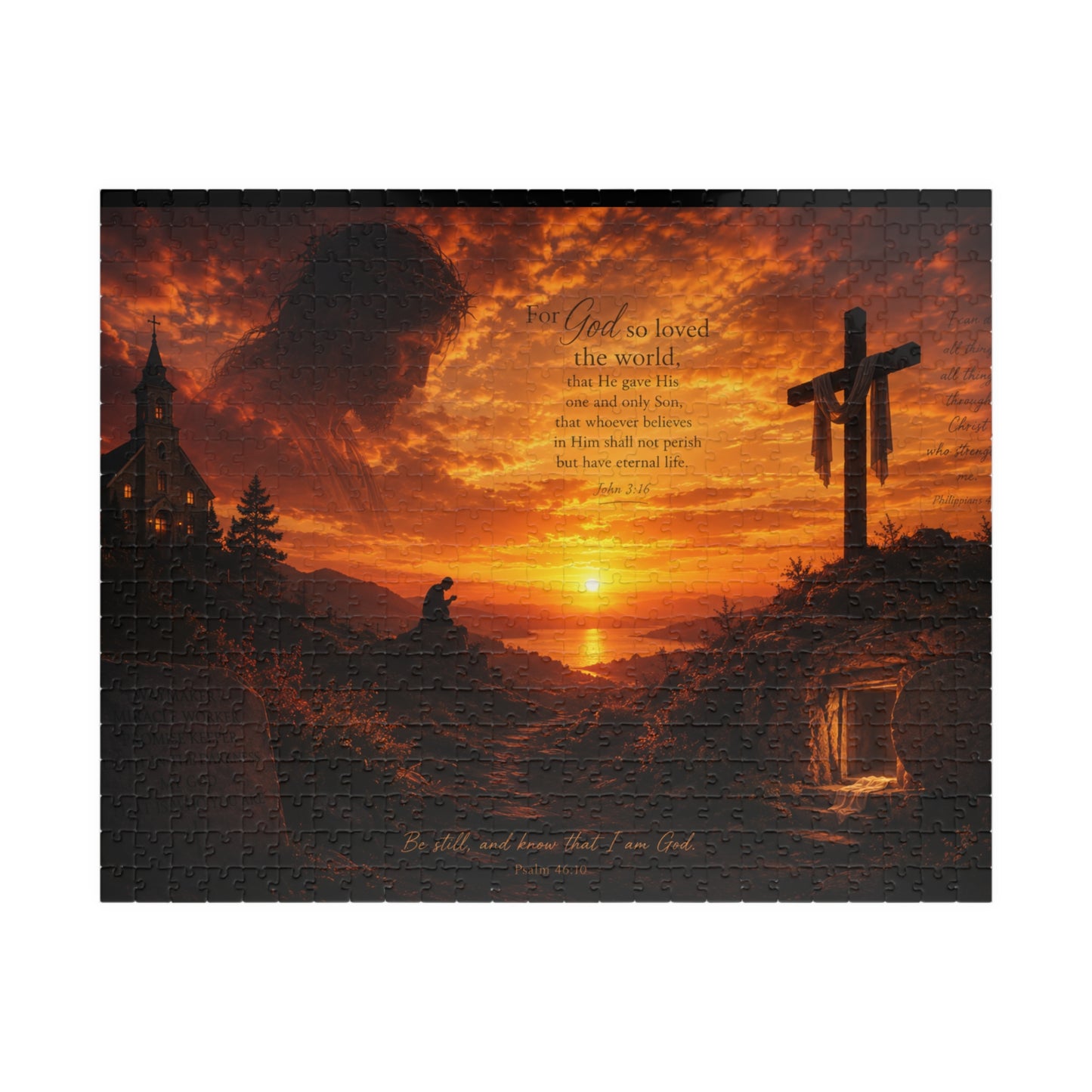 Christian Sunset Cross Puzzle — Inspirational Religious Jigsaw (110–1014 pcs)