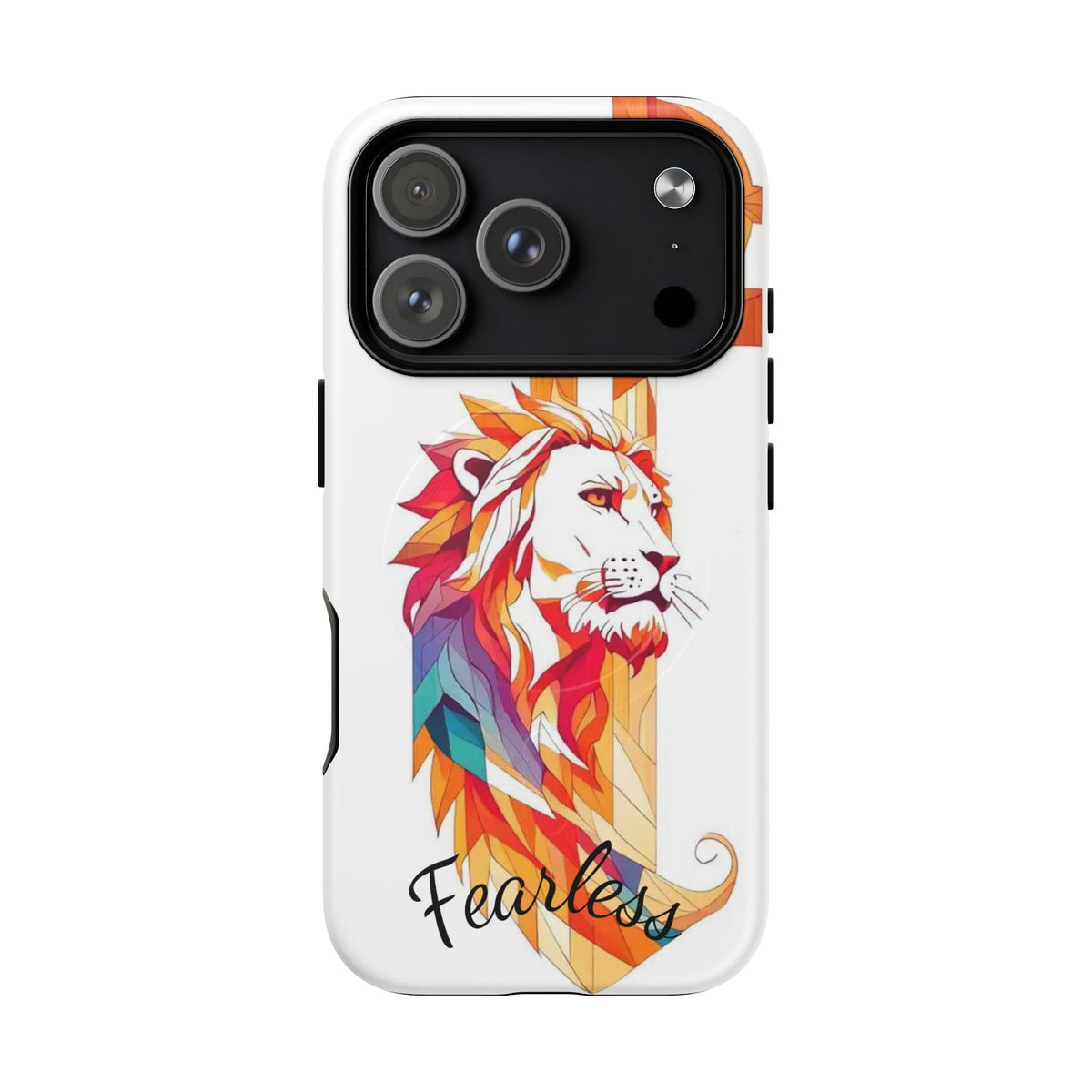 Fearless Lion Tough Magnetic Phone Case — Colorful Geometric Lion Design