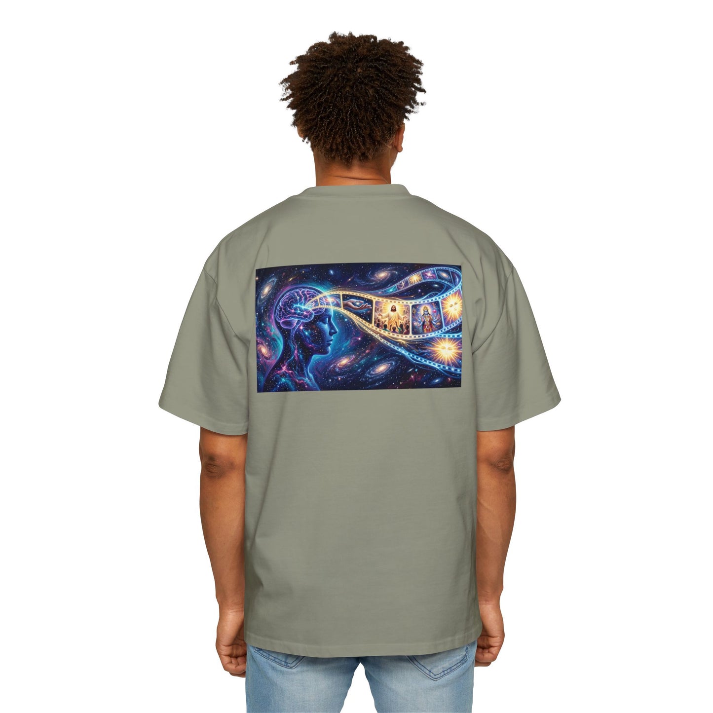 Faith Over Fear Tee — Spiritual Cosmic Backprint Oversized T-Shirt