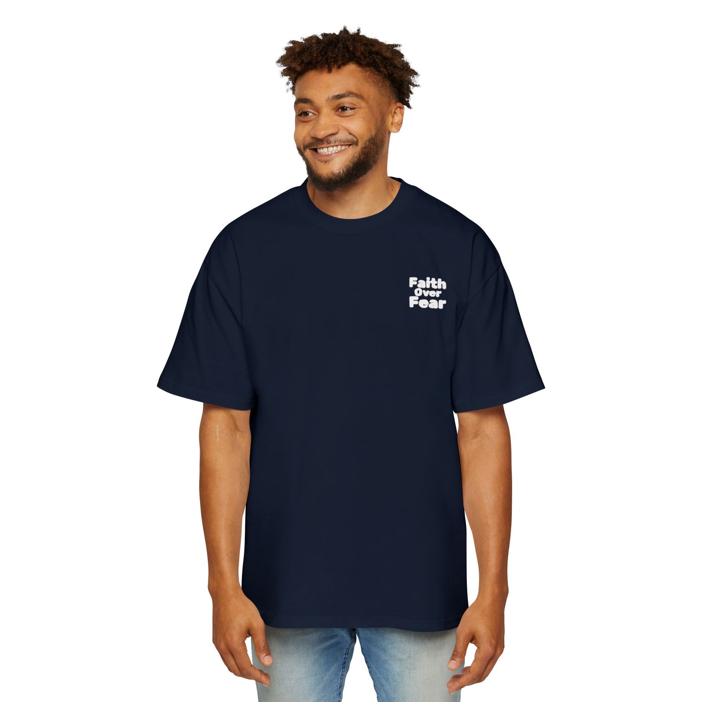 Faith Over Fear Tee — Spiritual Cosmic Backprint Oversized T-Shirt