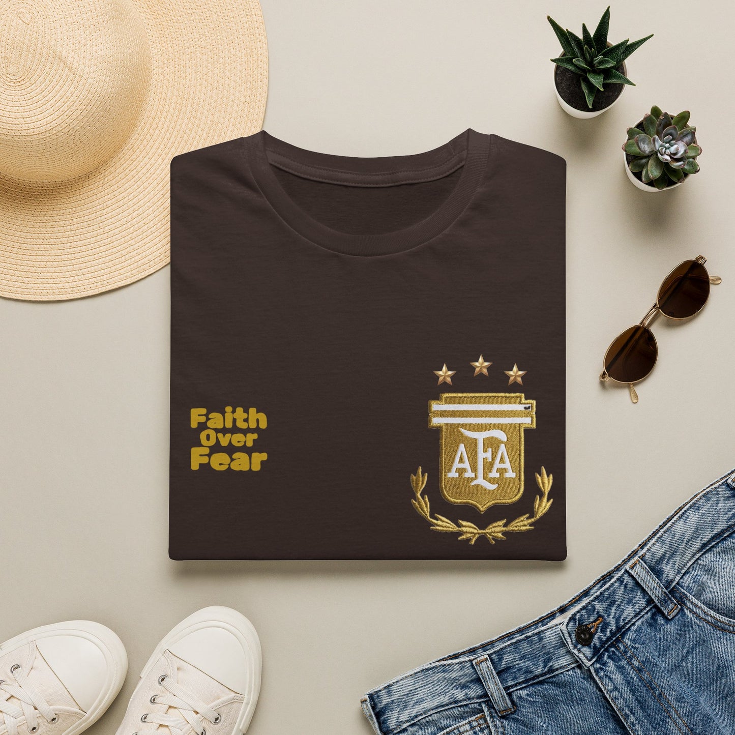 Faith Over Fear T-Shirt — AFA Crest Inspirational Graphic Tee