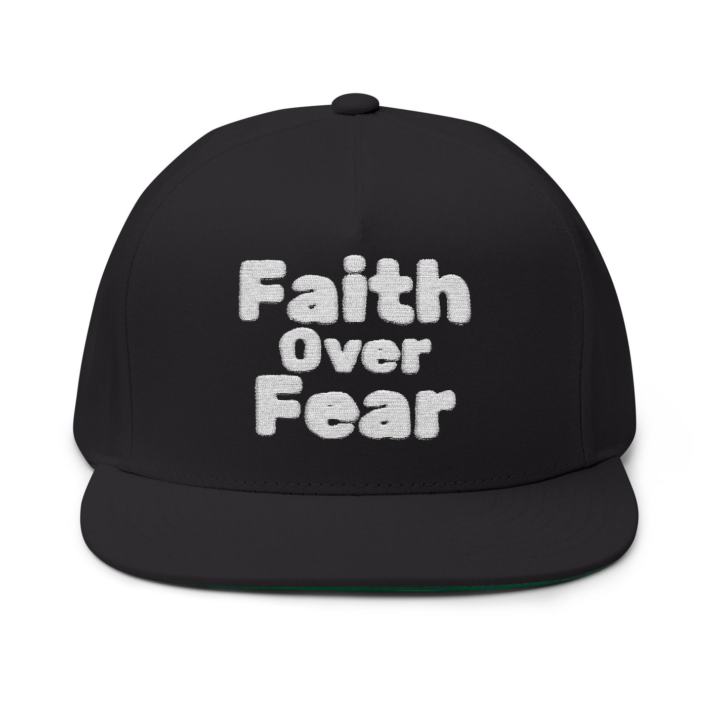 Faith Over Fear Flat Bill Cap, Inspirational Hat for Everyday Wear, Gift for Graduations, Birthdays, and Celebrations