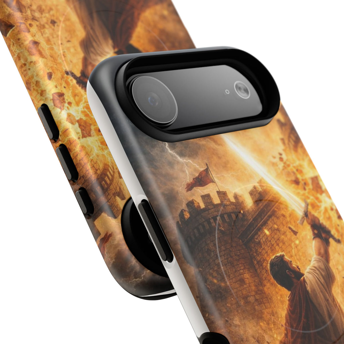 Christian Knight Phone Case — Tough Magnetic iPhone Cover with Prayerful Sword & Cross Design
