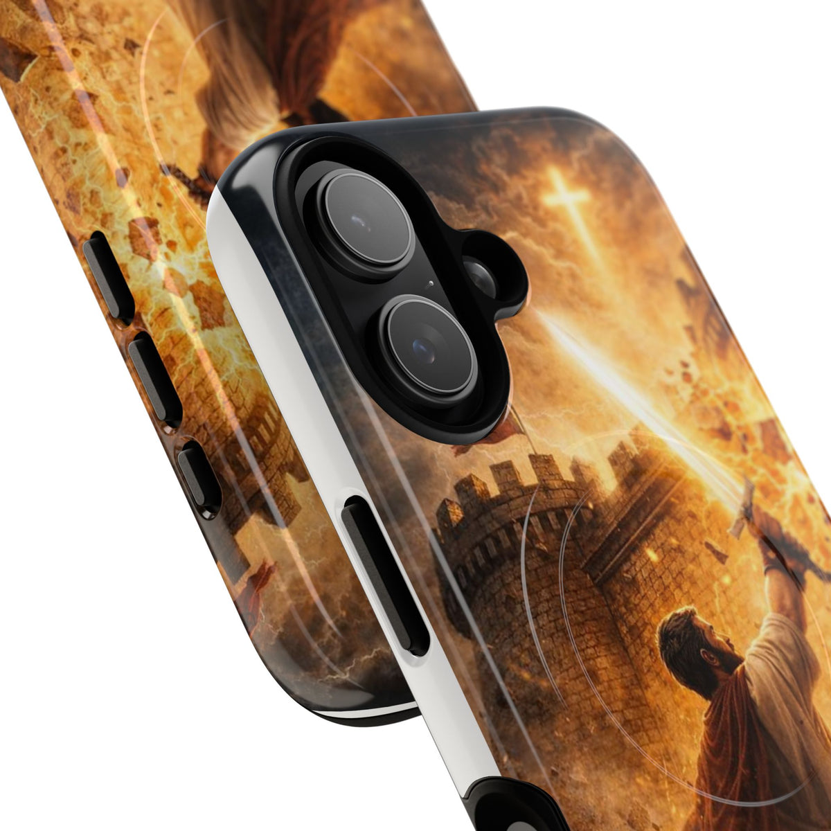 Christian Knight Phone Case — Tough Magnetic iPhone Cover with Prayerful Sword & Cross Design