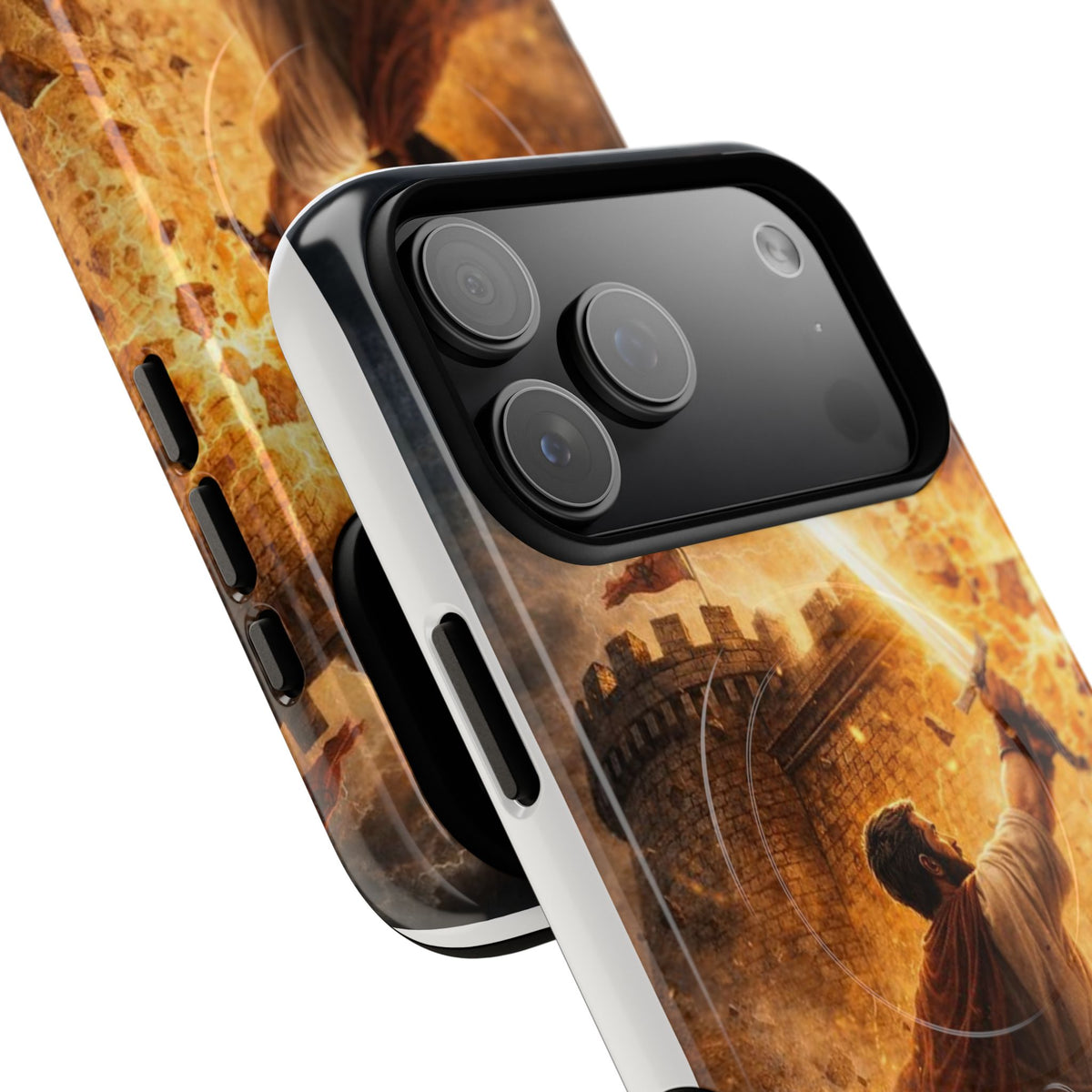 Christian Knight Phone Case — Tough Magnetic iPhone Cover with Prayerful Sword & Cross Design