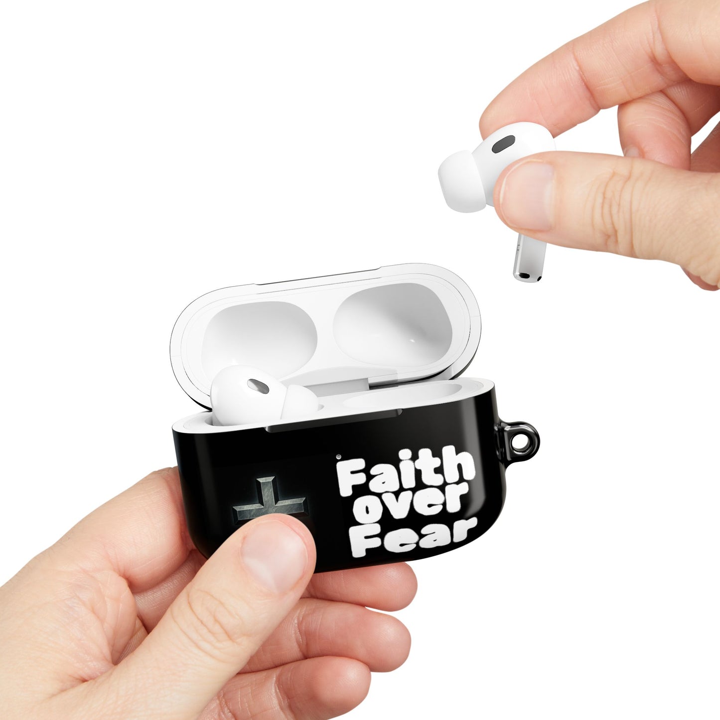 Faith Over Fear AirPod Case — Christian Cross Protective Cover