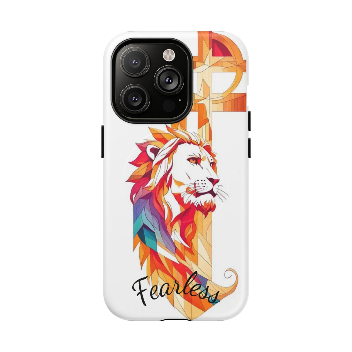 Fearless Lion Tough Magnetic Phone Case — Colorful Geometric Lion Design