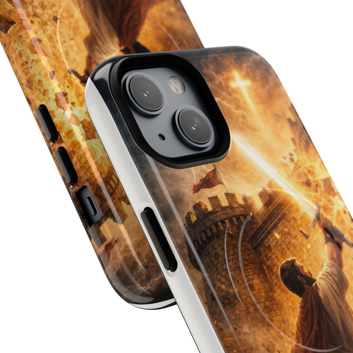 Christian Knight Phone Case — Tough Magnetic iPhone Cover with Prayerful Sword & Cross Design