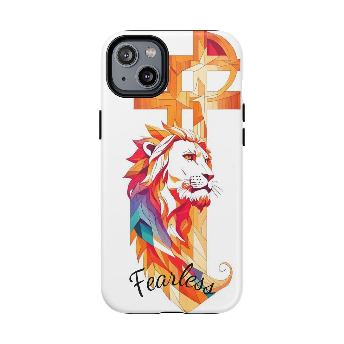 Fearless Lion Tough Magnetic Phone Case — Colorful Geometric Lion Design